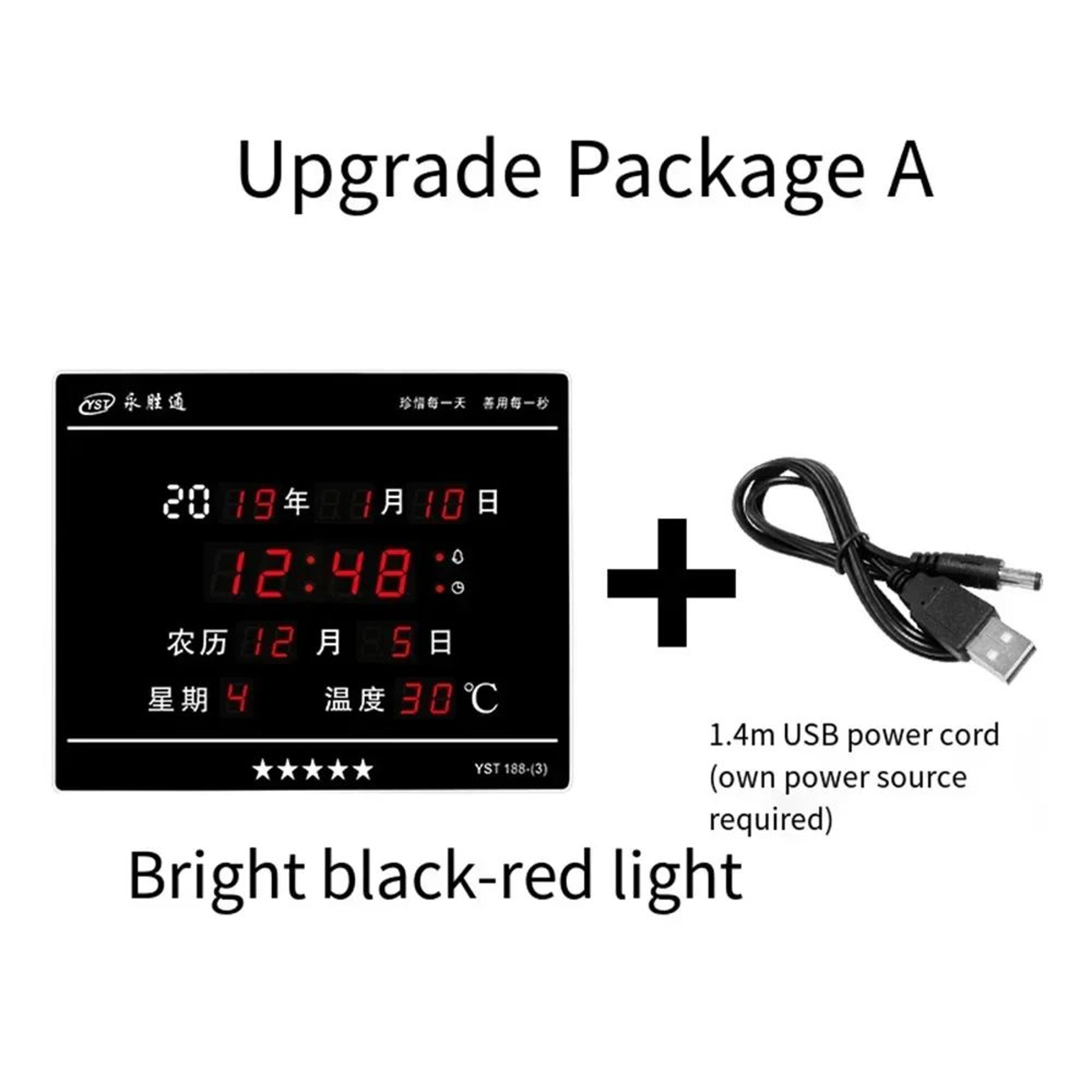 Large Digital Wall Clock  Perpetual Calendar LED Display With Indoor Temperature Humidity Auto Dimm 6
