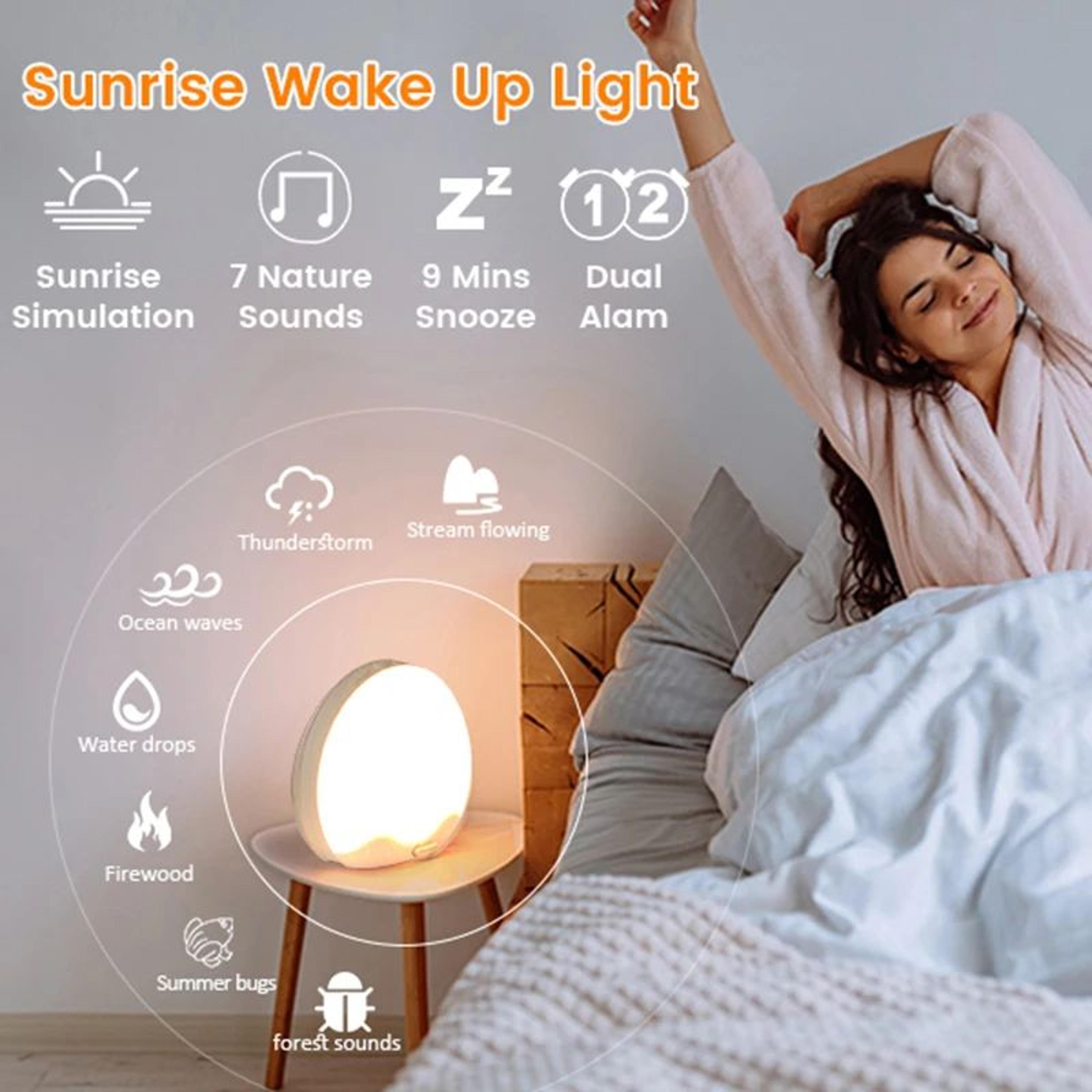 Sunrise Alarm Clock  Color Changing Wake Up Light With Sleep Sounds Night Light FM Radio  Digital D 3