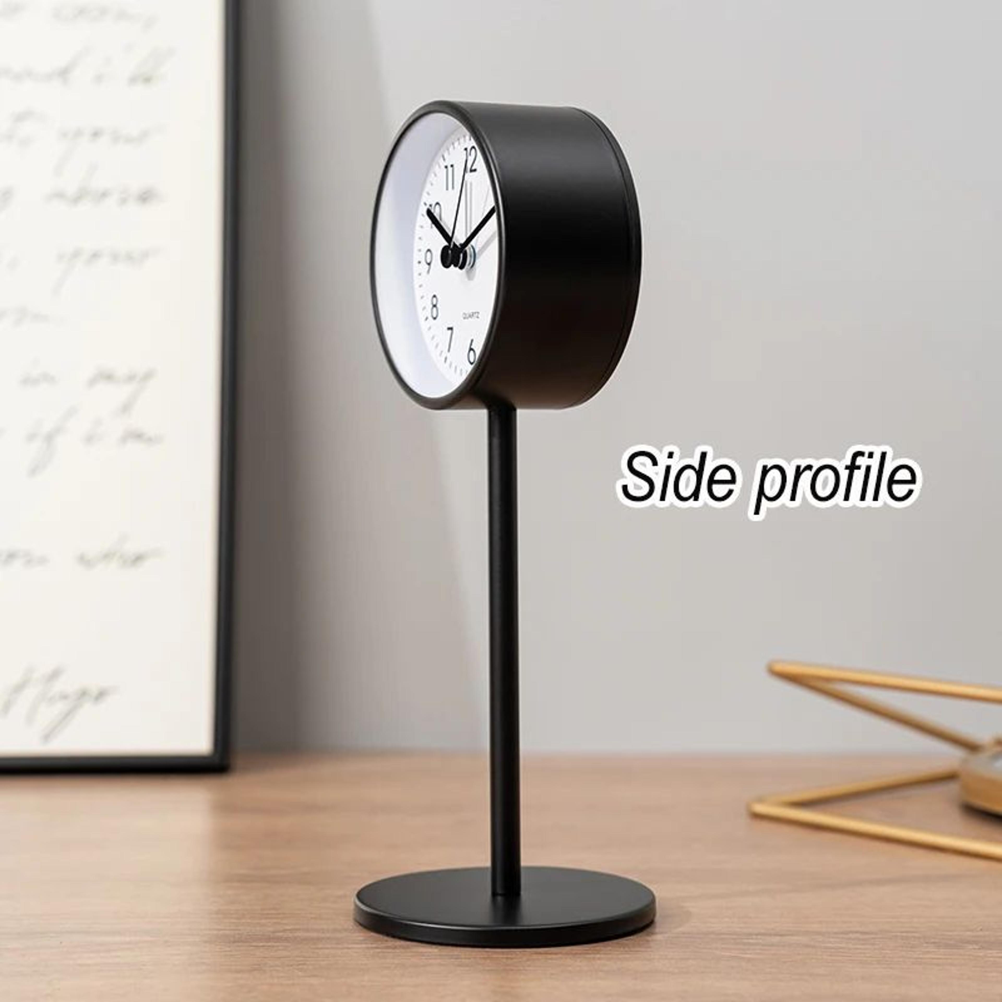 European Style Metal Desktop Alarm Clock  Silent Quartz Geometric Table Clock For Bedroom Office  H 3