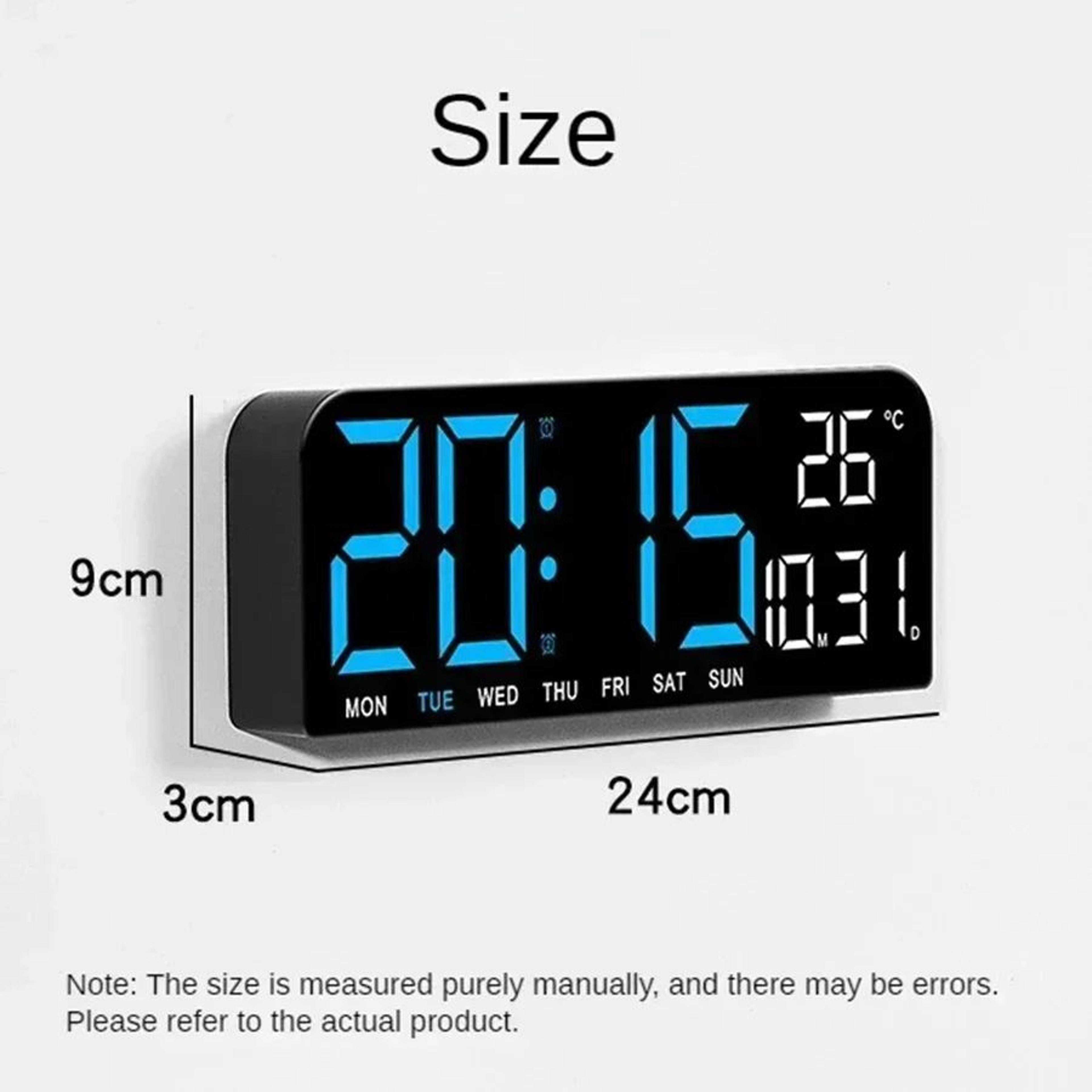 Voice Control Large Digital Wall Clock  LED Dual Alarm Clock With Temperature Date Week DST Snooze  5