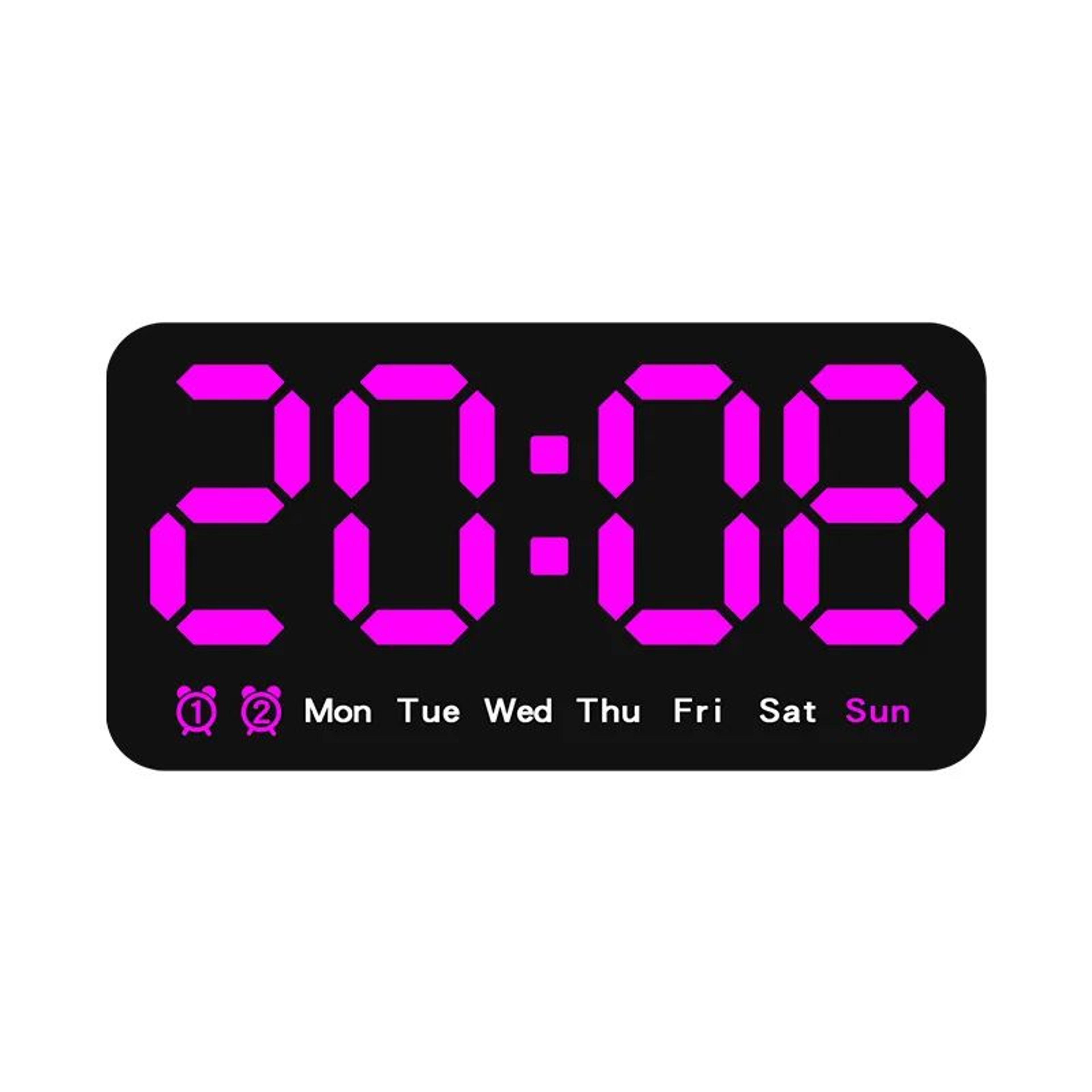Voice Control Large Digital Wall Clock  LED Dual Alarm Clock With Temperature Date Week DST Snooze  11