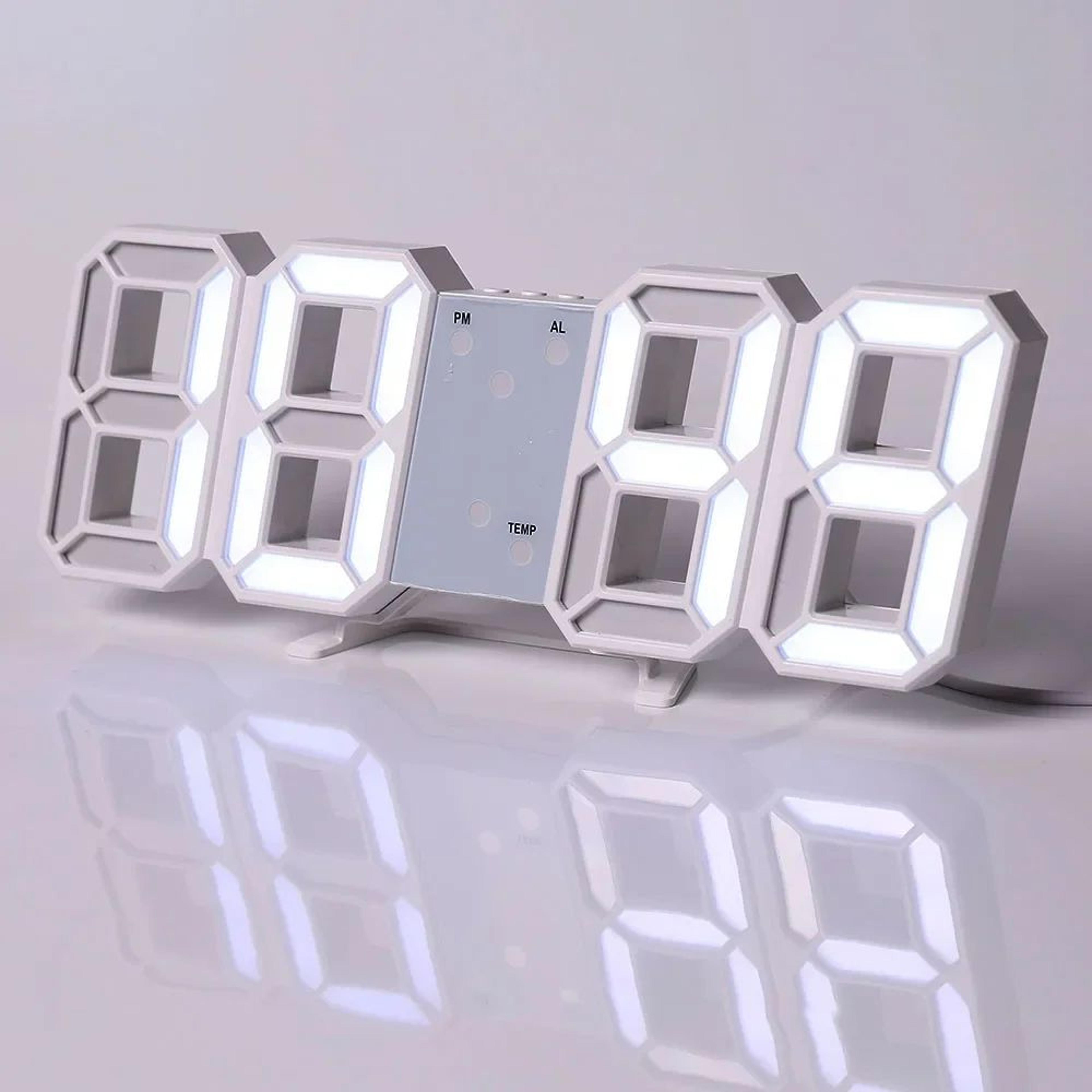 925 In 3D Digital Wall Clock  Modern LED Alarm Clock With Time Date Temperature Auto Dimming  Tripl 15