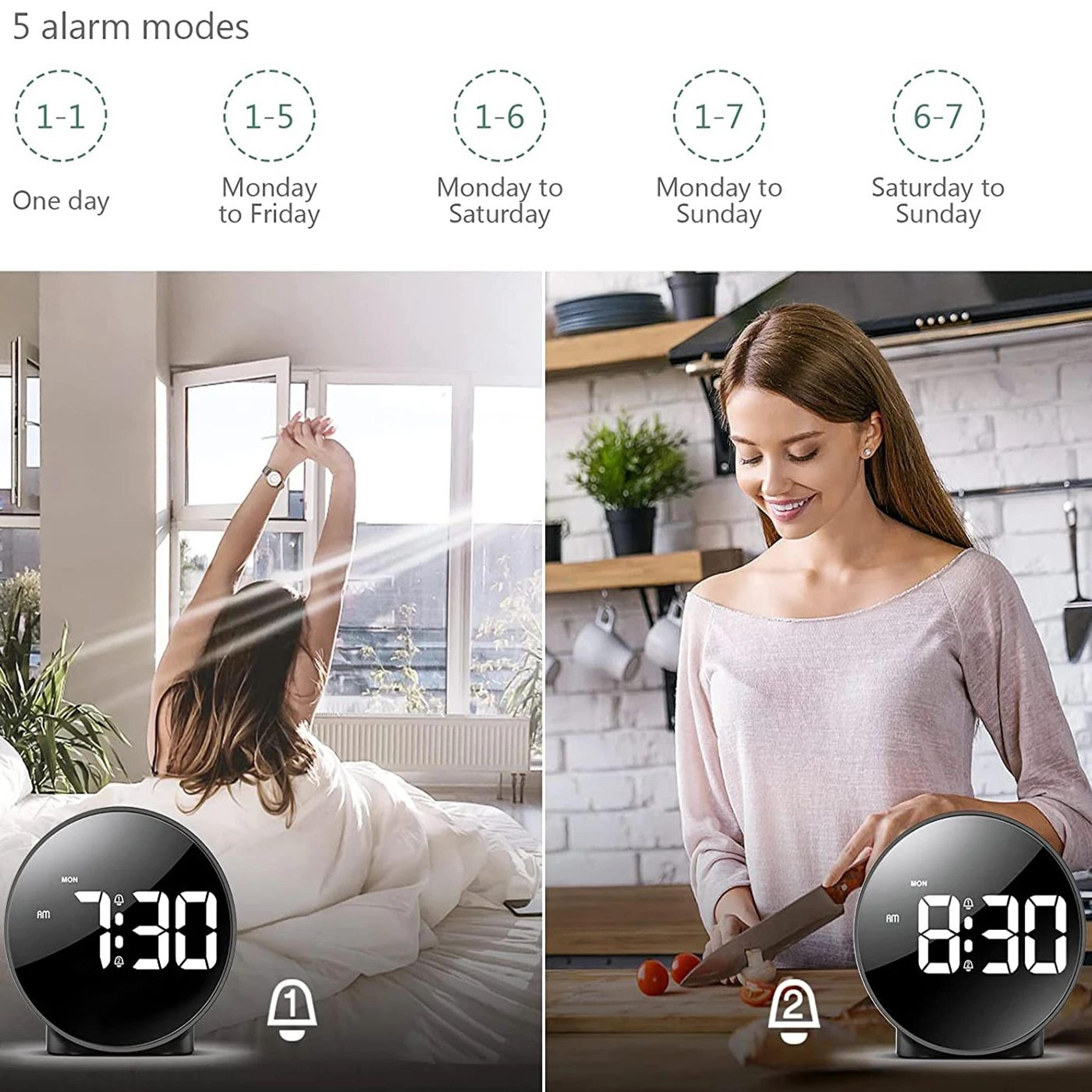 Digital LED Dual Alarm Clock  Desk Clock With Snooze Week Display 1224H  4 Brightness Levels 3