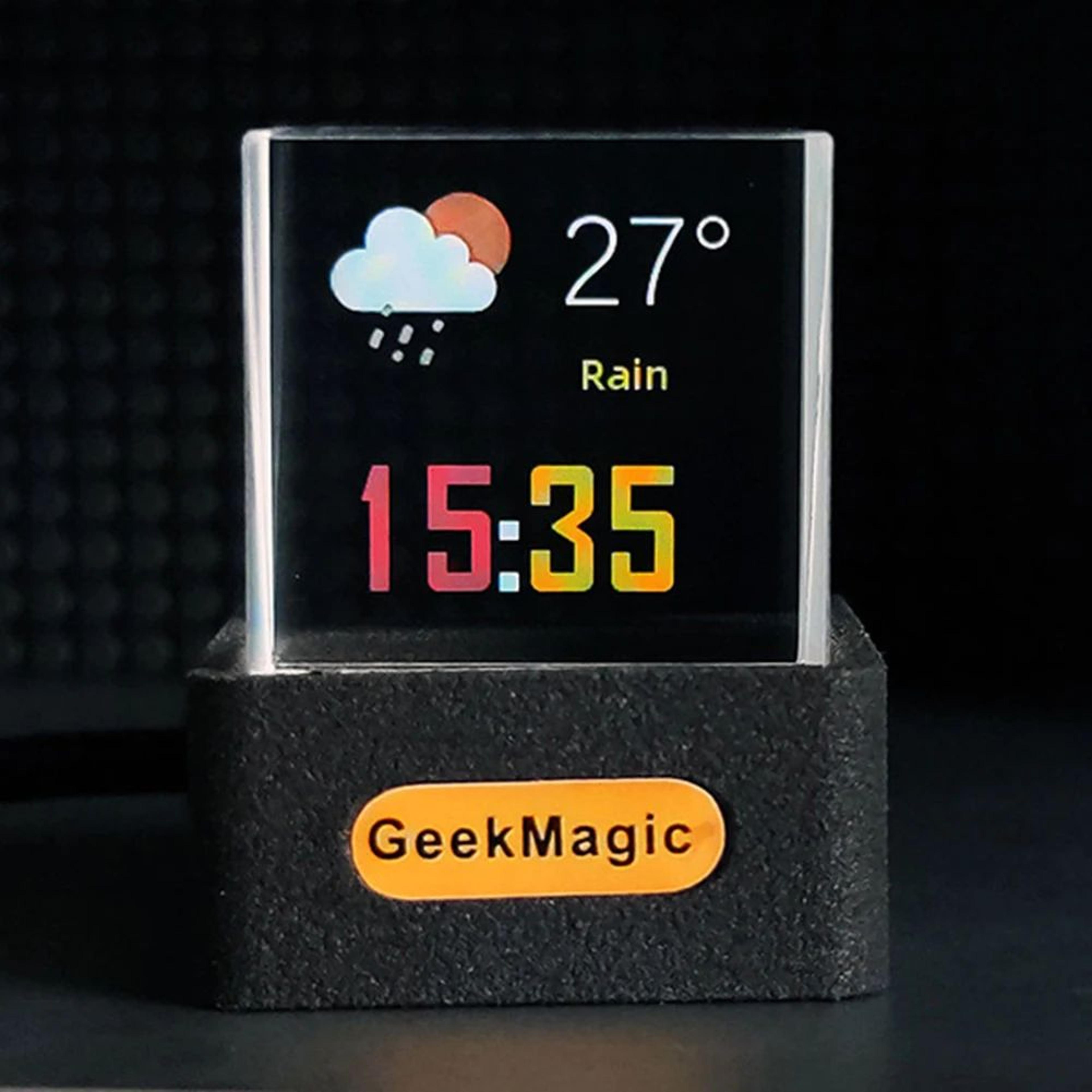 GeekMagic GIFTV Crystal Cube Smart Display  Mini Digital Clock With Weather Holographic GIF Animati 0