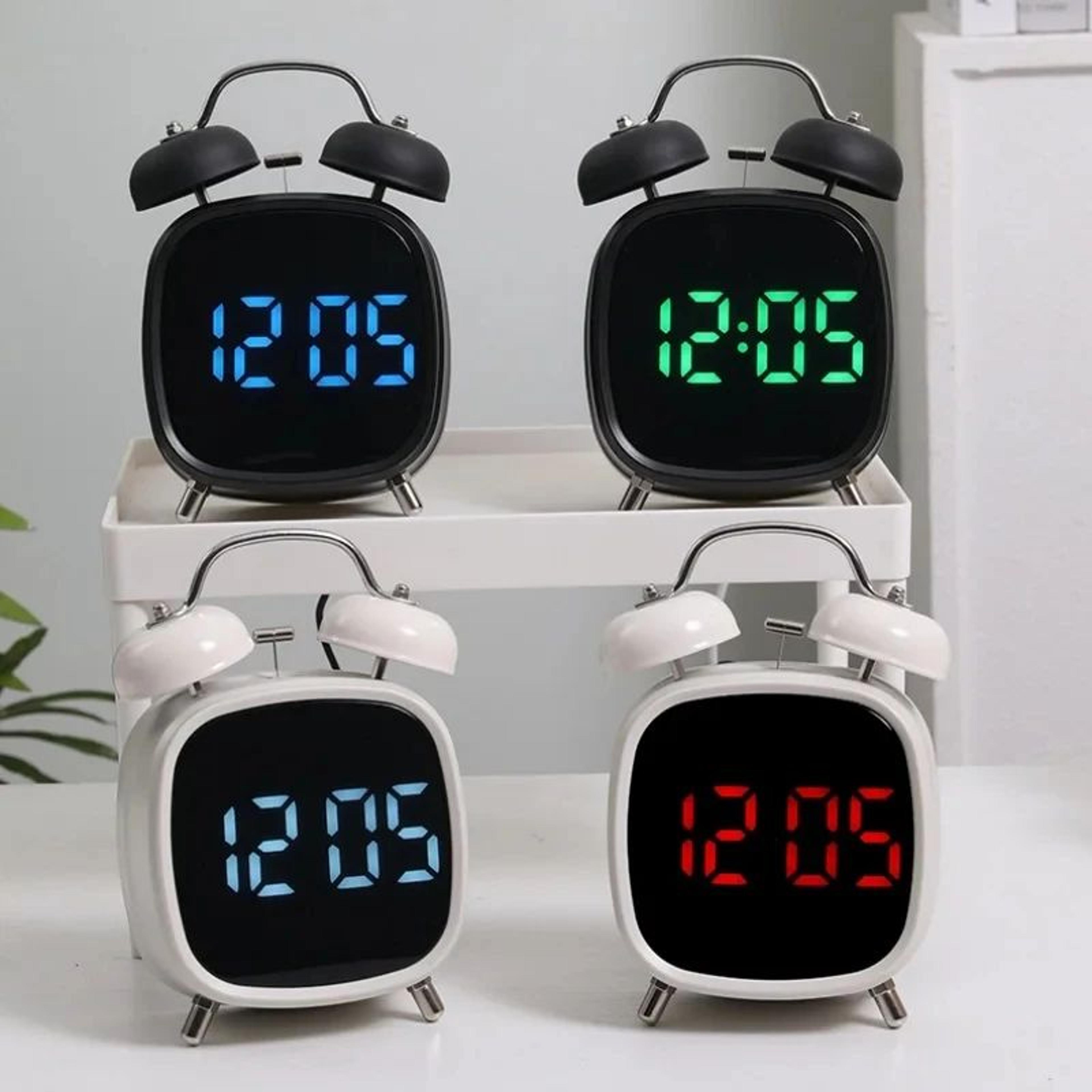 Super Loud Double Bell Alarm Clock  Heavy Sleeper Bedside Clock With 1224H LED Display  Night AntiD 3