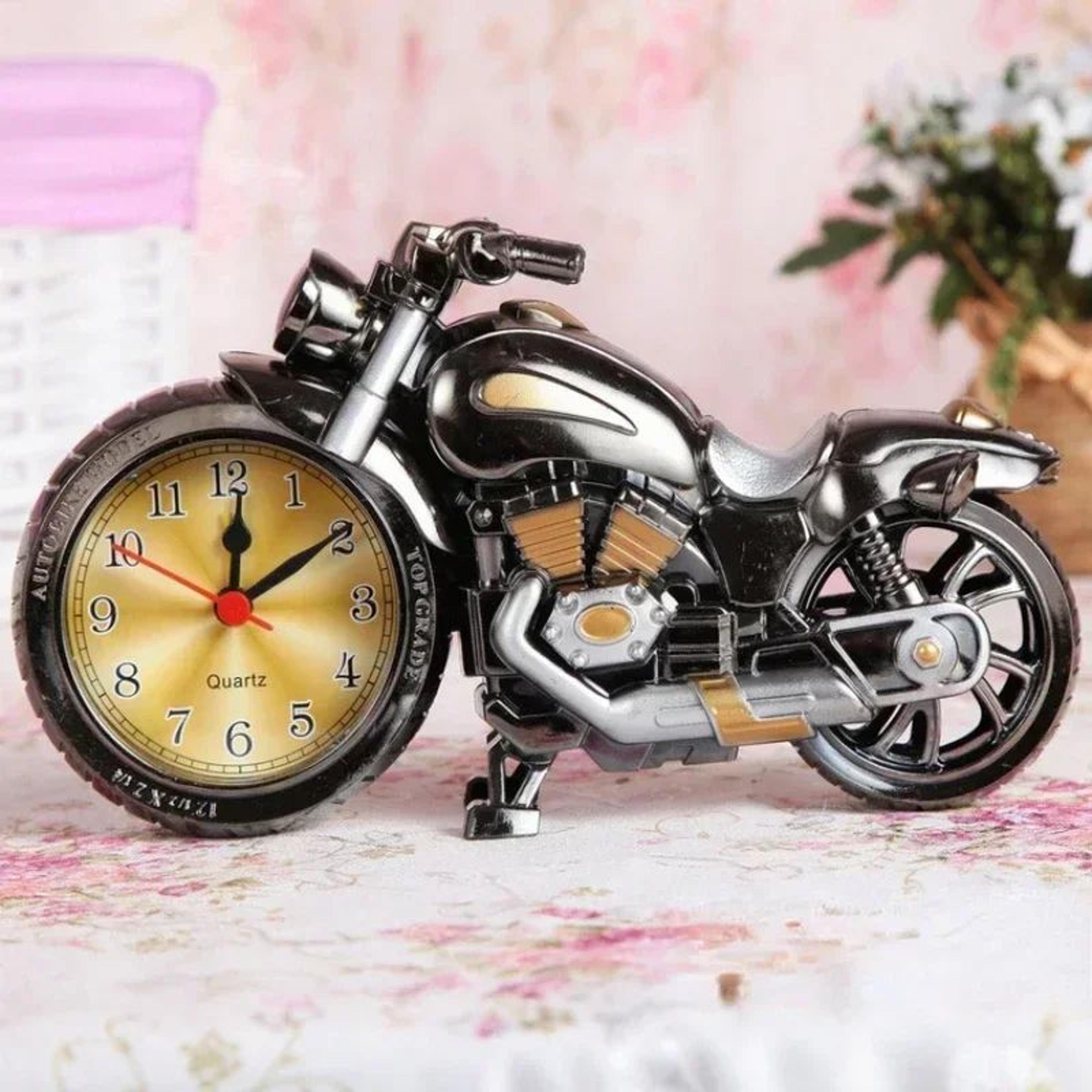 Retro Motorcycle Alarm Clock  Portable Battery Powered Kids Table Clock For Bedroom Desk Decor  Uni 5