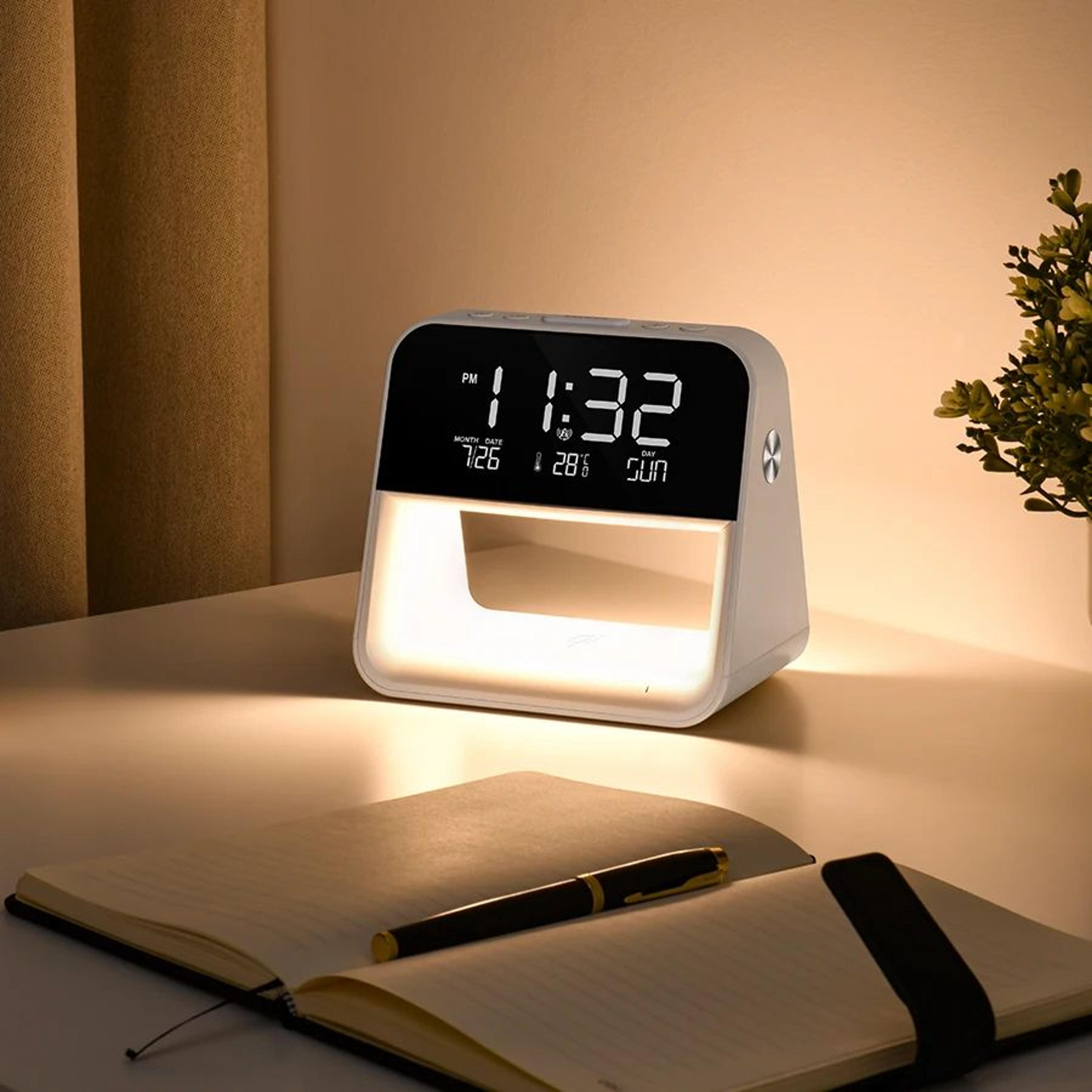 Bedside Lamp Clock  USB PlugIn ABS Night Light Desk Clock For Bedroom Home Office  Holiday Decor 0