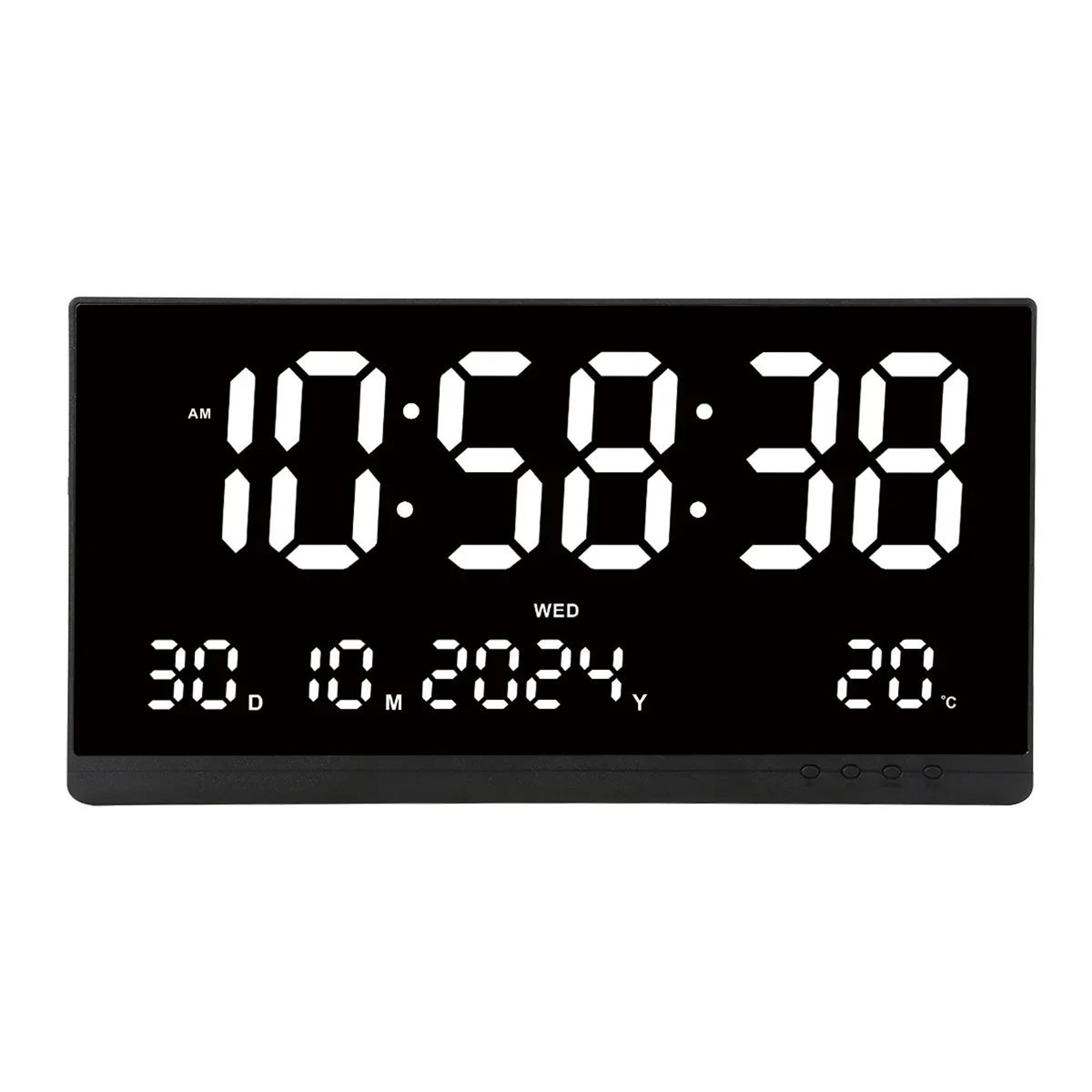 21 In Large Digital Wall Clock  LED Calendar Alarm Clock With Temperature Display Adjustable Bright 7