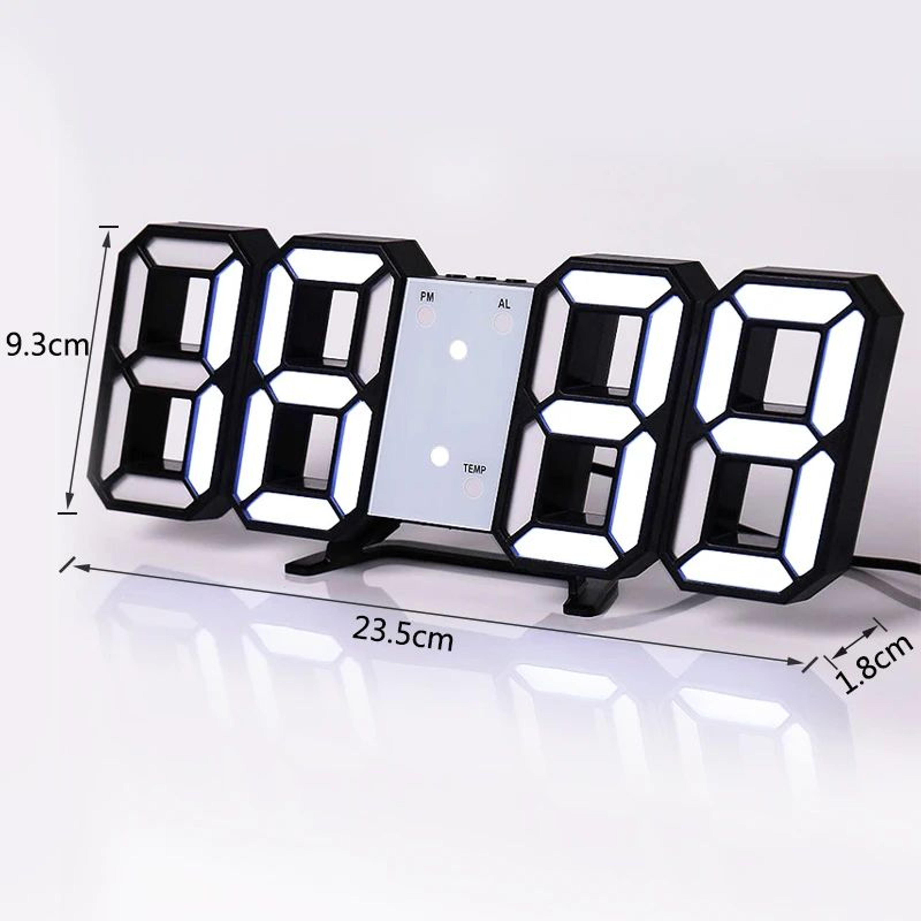3D LED Digital Wall Clock  Modern 1224 Hr Alarm Clock With Snooze Auto Dimming  USB Power For Home  5
