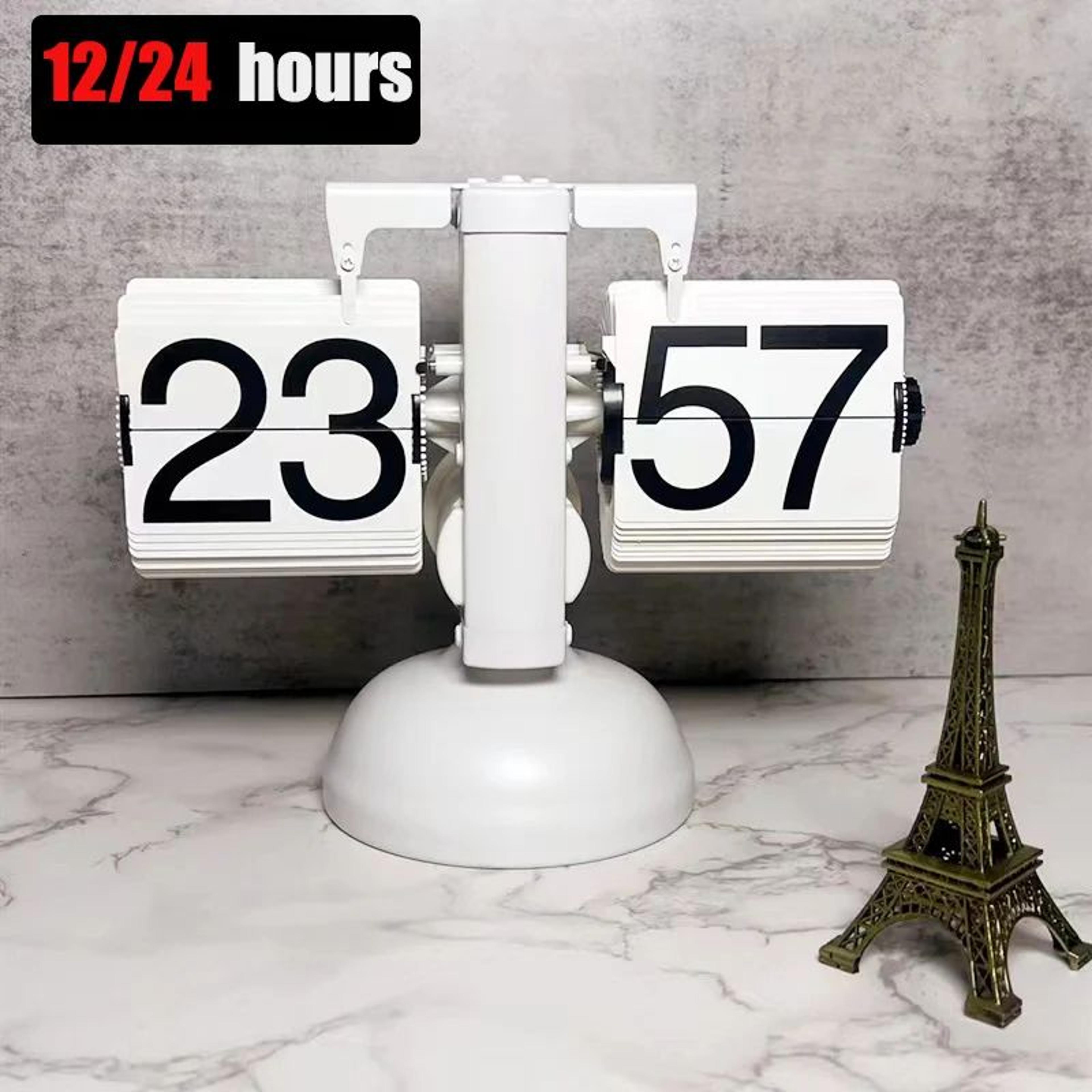 Retro Flip Page Clock  Automatic 12H 24H Mechanical Desk Clock For Home Bedroom Office Desktop Deco 1