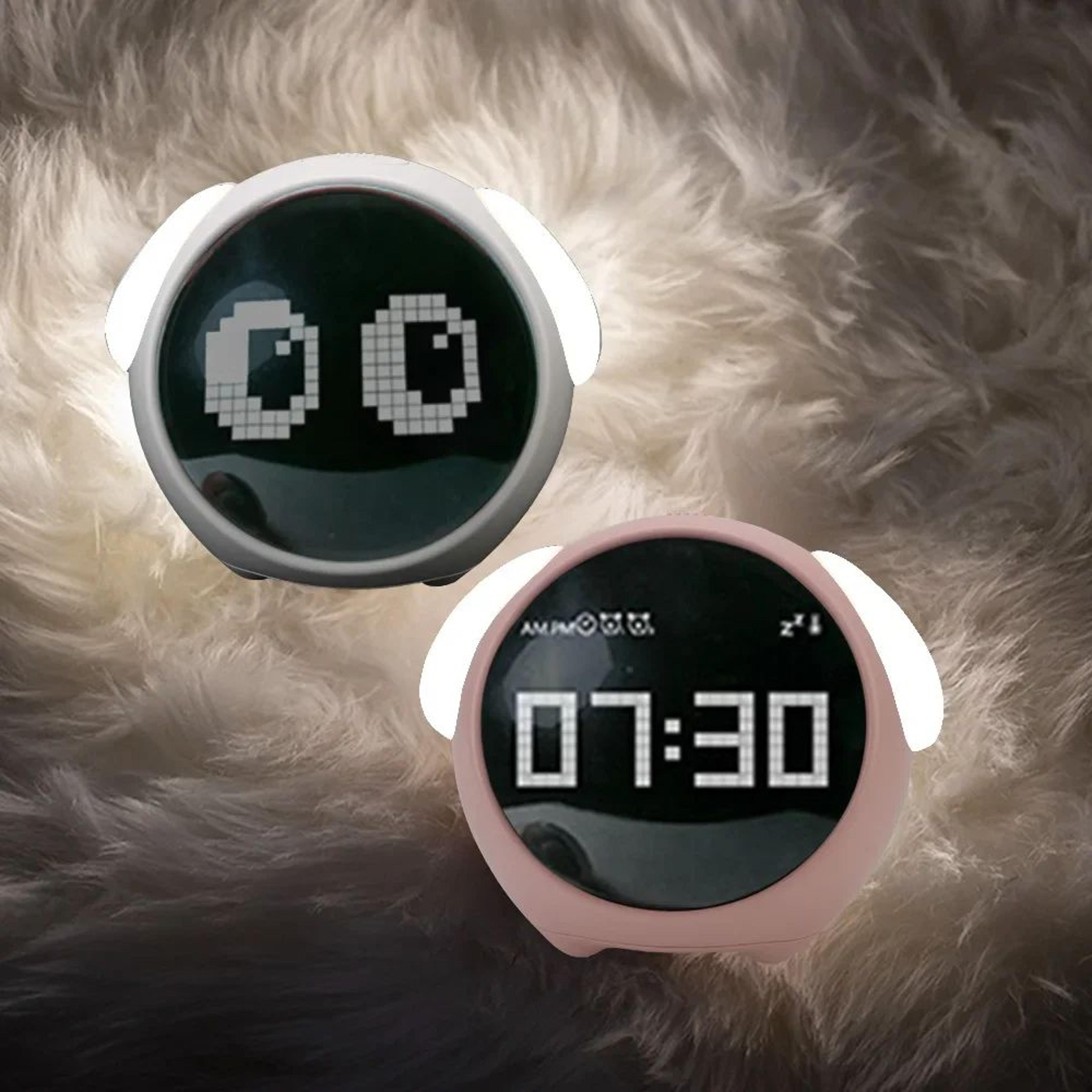 kids digital emotion alarm clock – cute led cartoon desktop clock with snooze, temperature display & night light