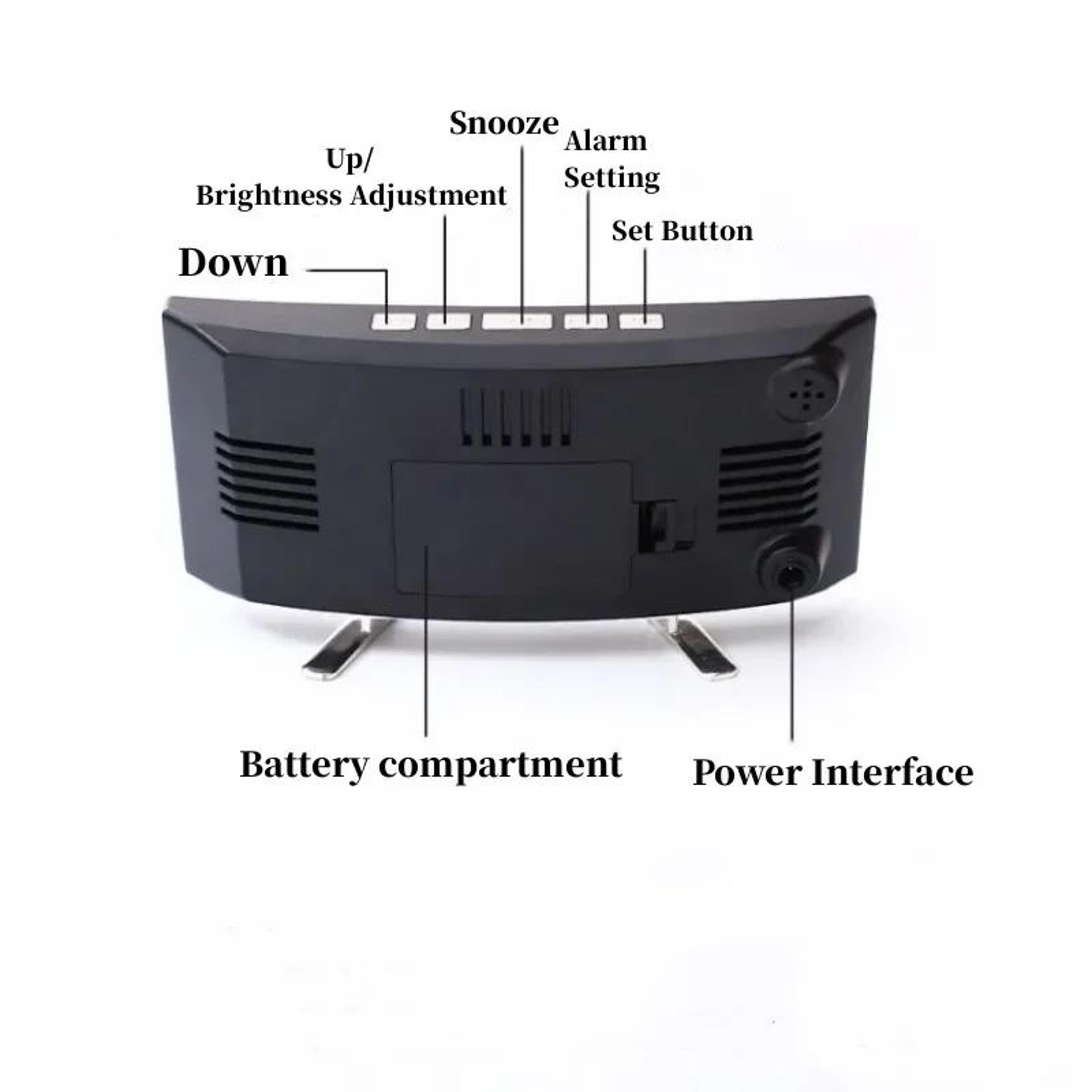 Curved LED Digital Alarm Clock  Temperature Humidity Display 3 Alarms Snooze Night Mode  Adjustable 1