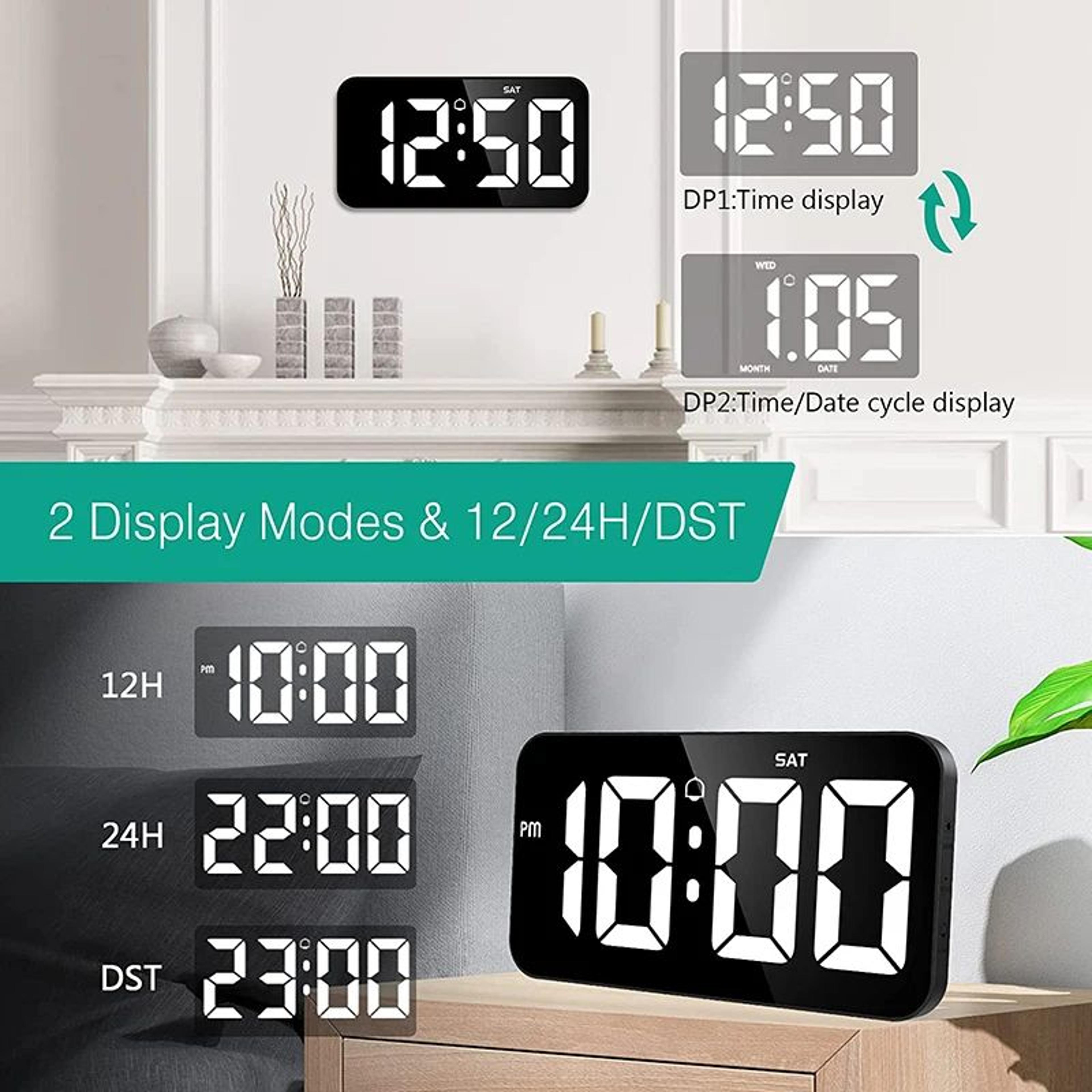 108 In LED Digital Wall Clock  Large Display Alarm Clock With Calendar Week Display Dimmer  Night M 3