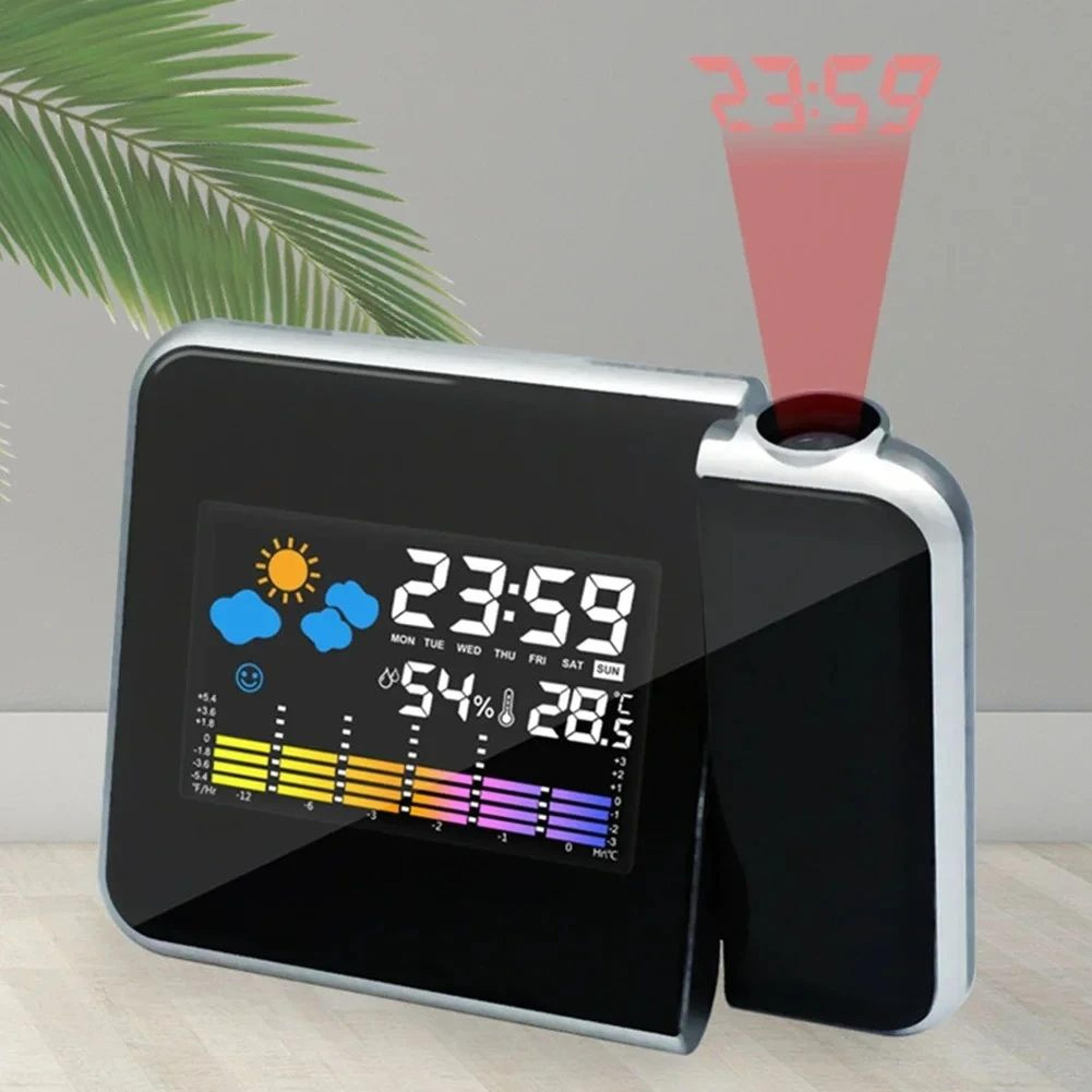 led rotating projection alarm clock – color screen digital display modern desktop electronic timepiece for home decor