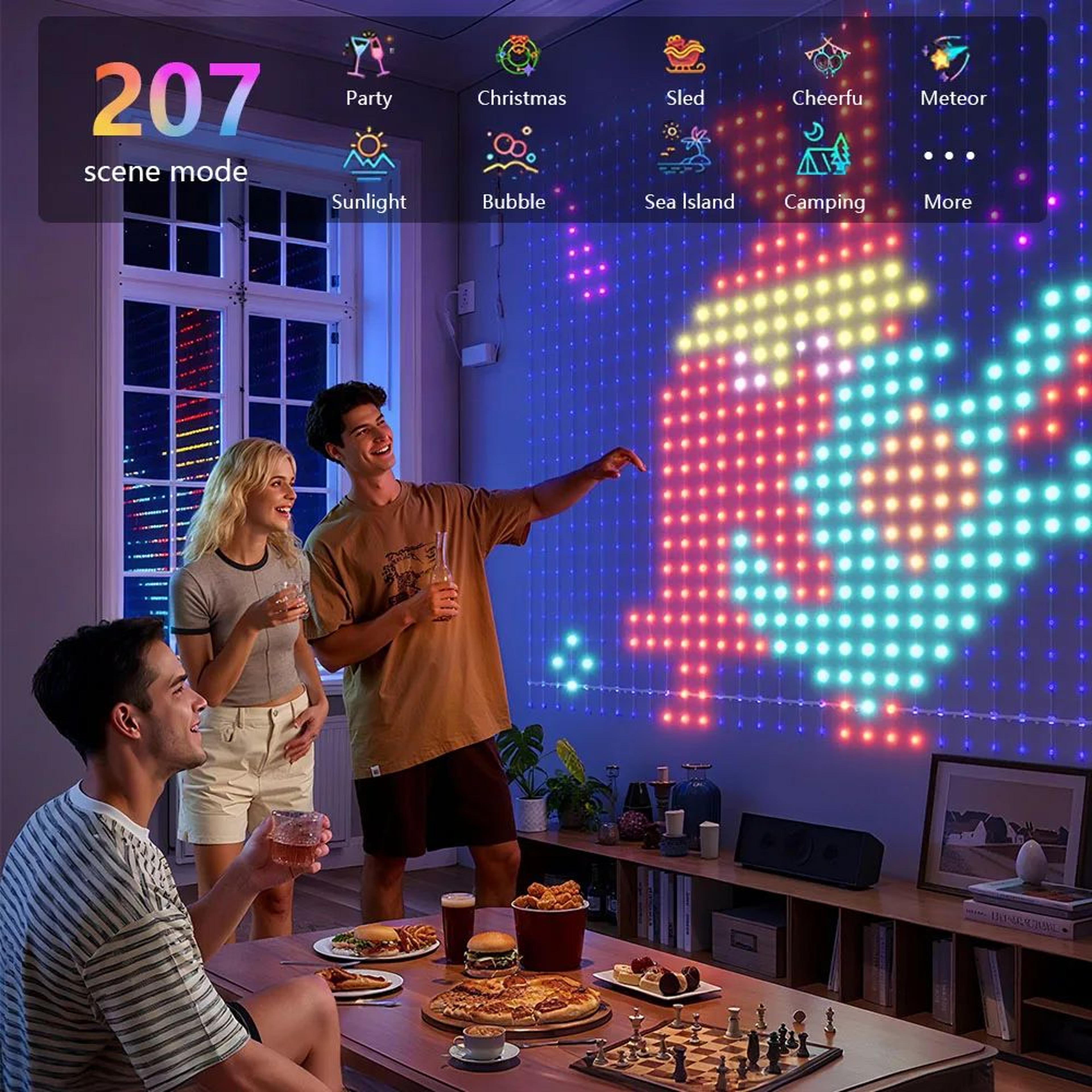 Smart LED Curtain Lights  App Controlled RGBIC Backdrop With Music Sync Alexa Google Home  IP65 Out 2