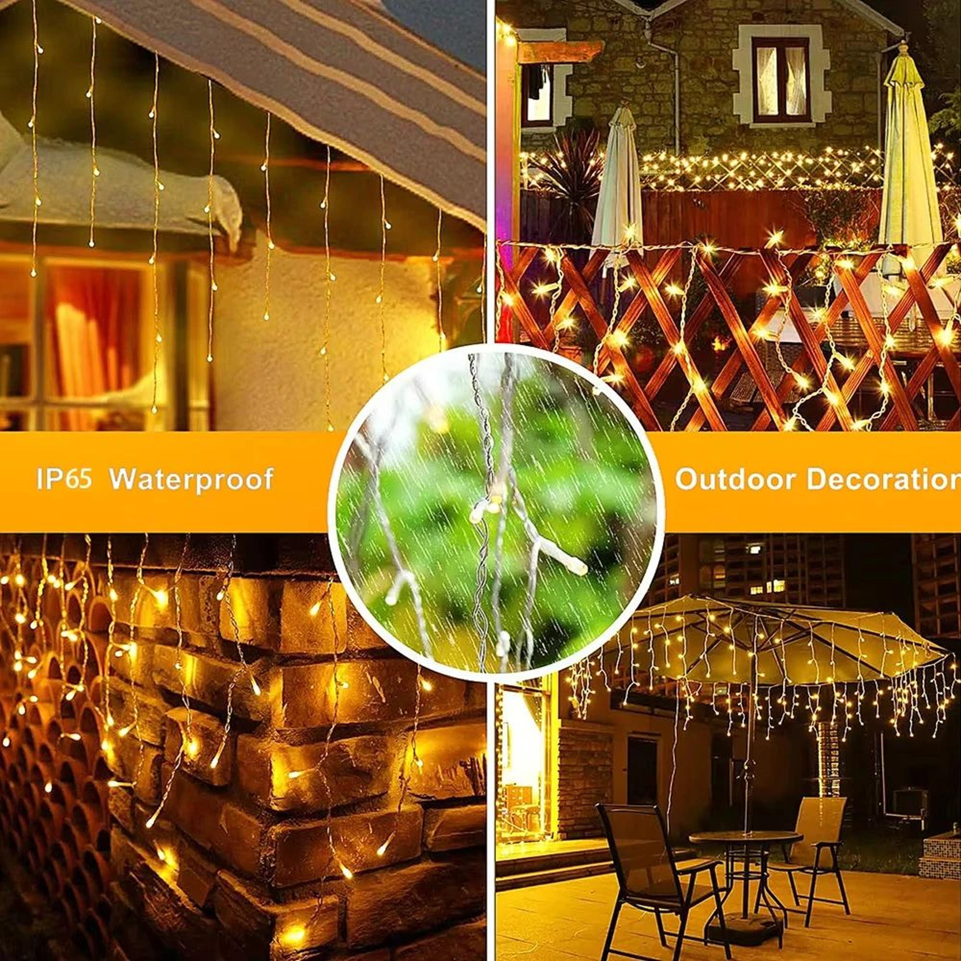 Solar Icicle String Lights  96160 LED Waterproof Outdoor Curtain Fairy Lights With 8 Modes For Chri 5