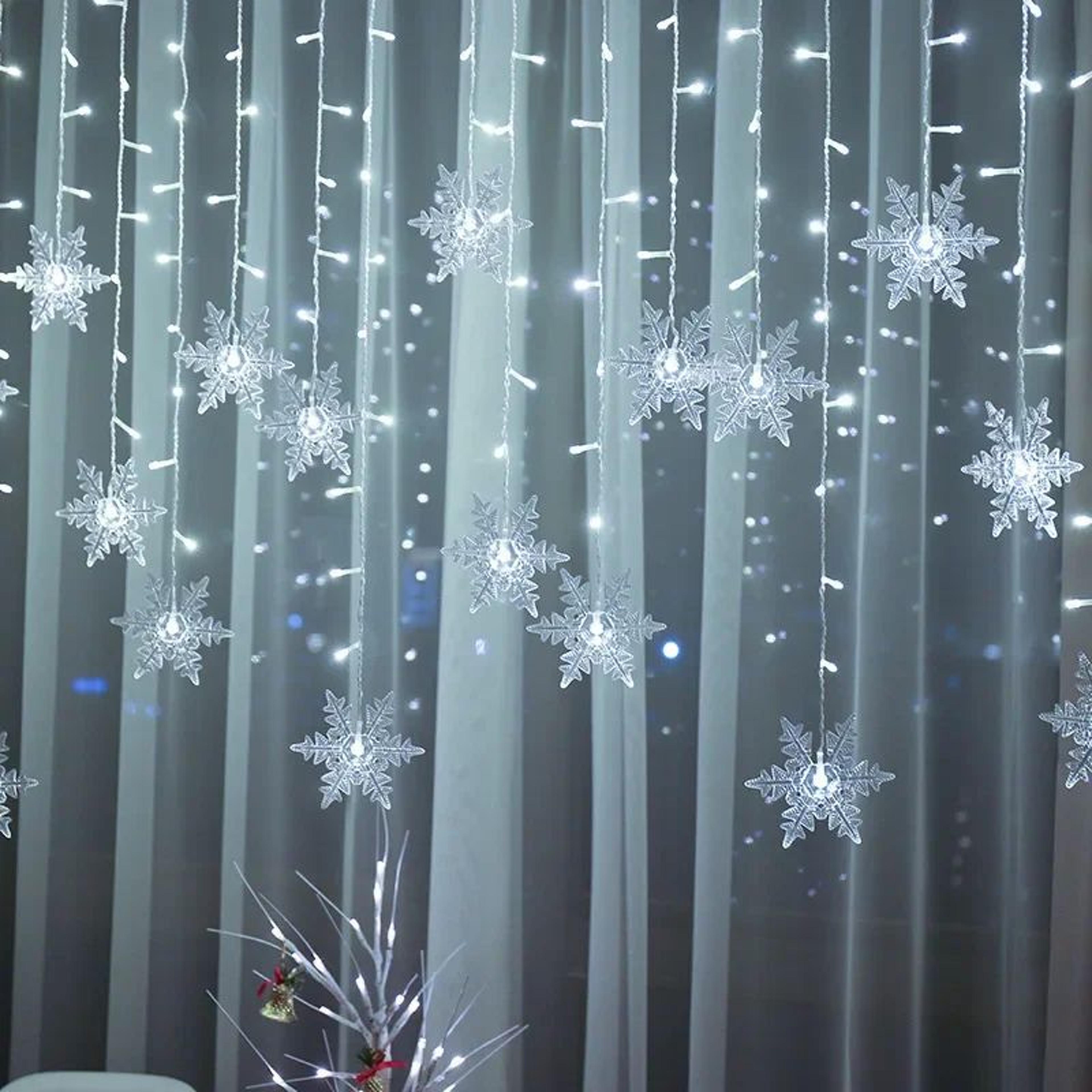 Snowflake LED Christmas Curtain Lights  8Mode Waterproof Icicle Fairy Lights For Windows Indoor  Ou 1
