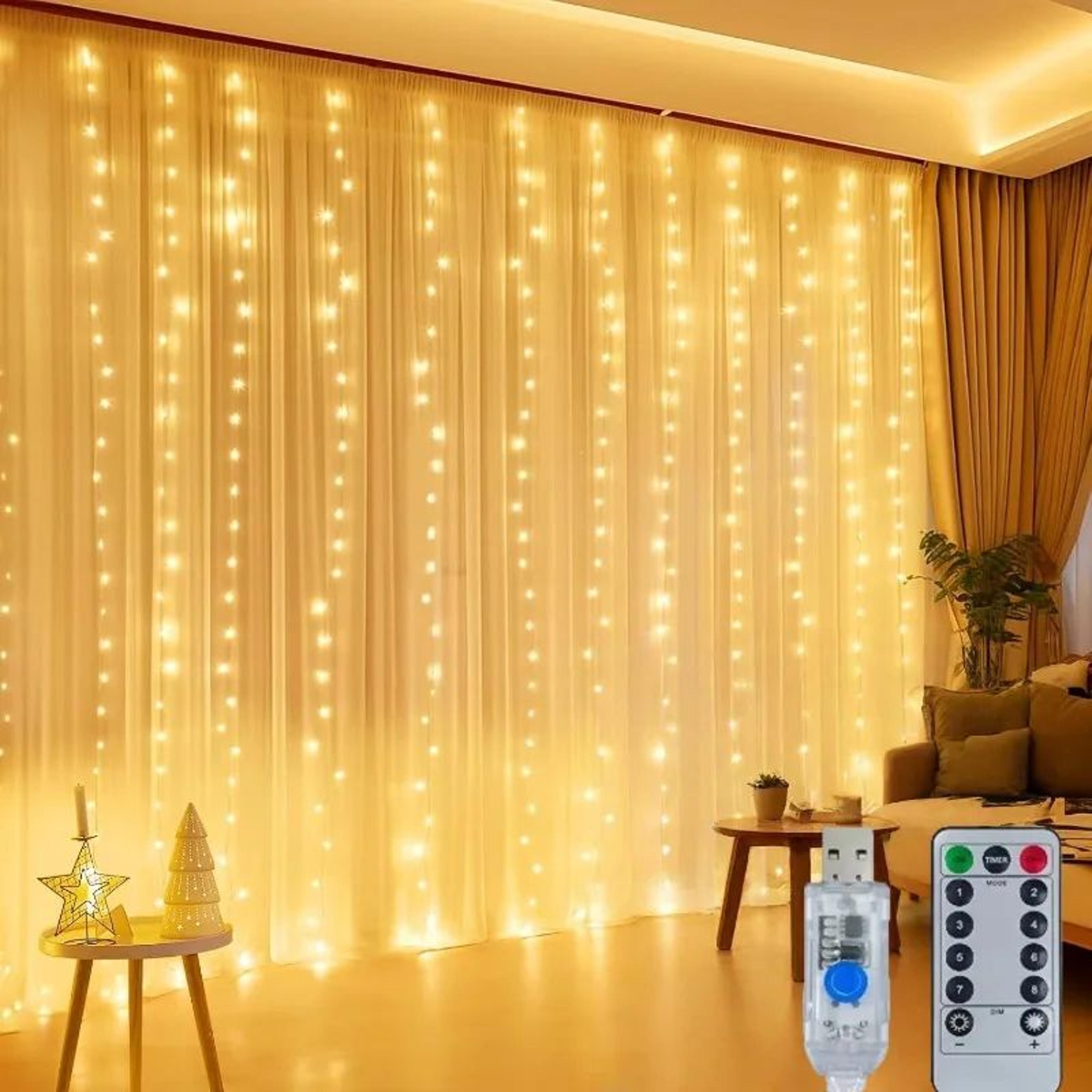 Dimmable LED Curtain Lights  USB Powered Fairy String Lights With Remote Timer 8 Modes For Bedroom  0