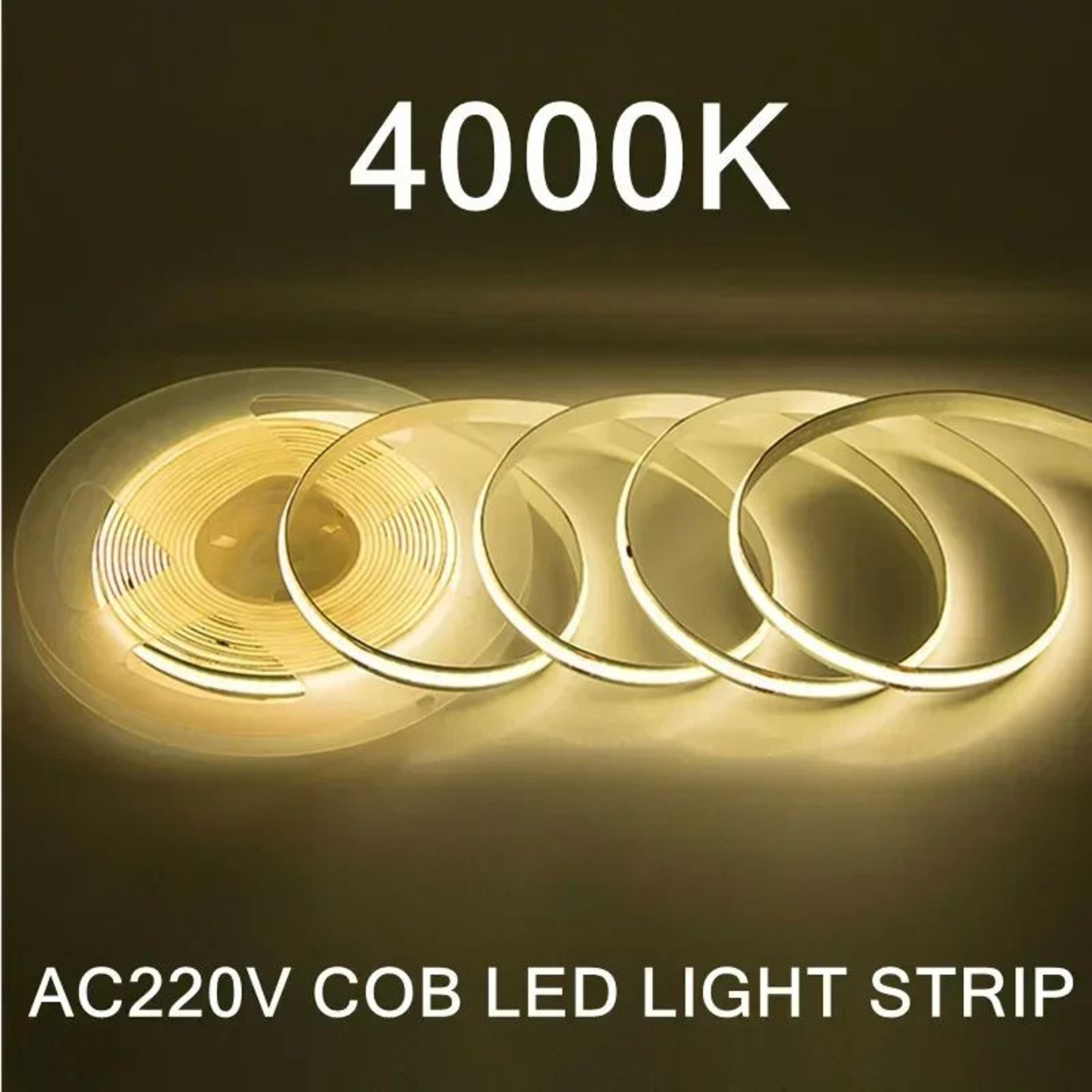 220V COB LED Strip Light  240 LEDsm High Bright Flexible Tape RA95 Warm White Indoor Linear Lightin 7