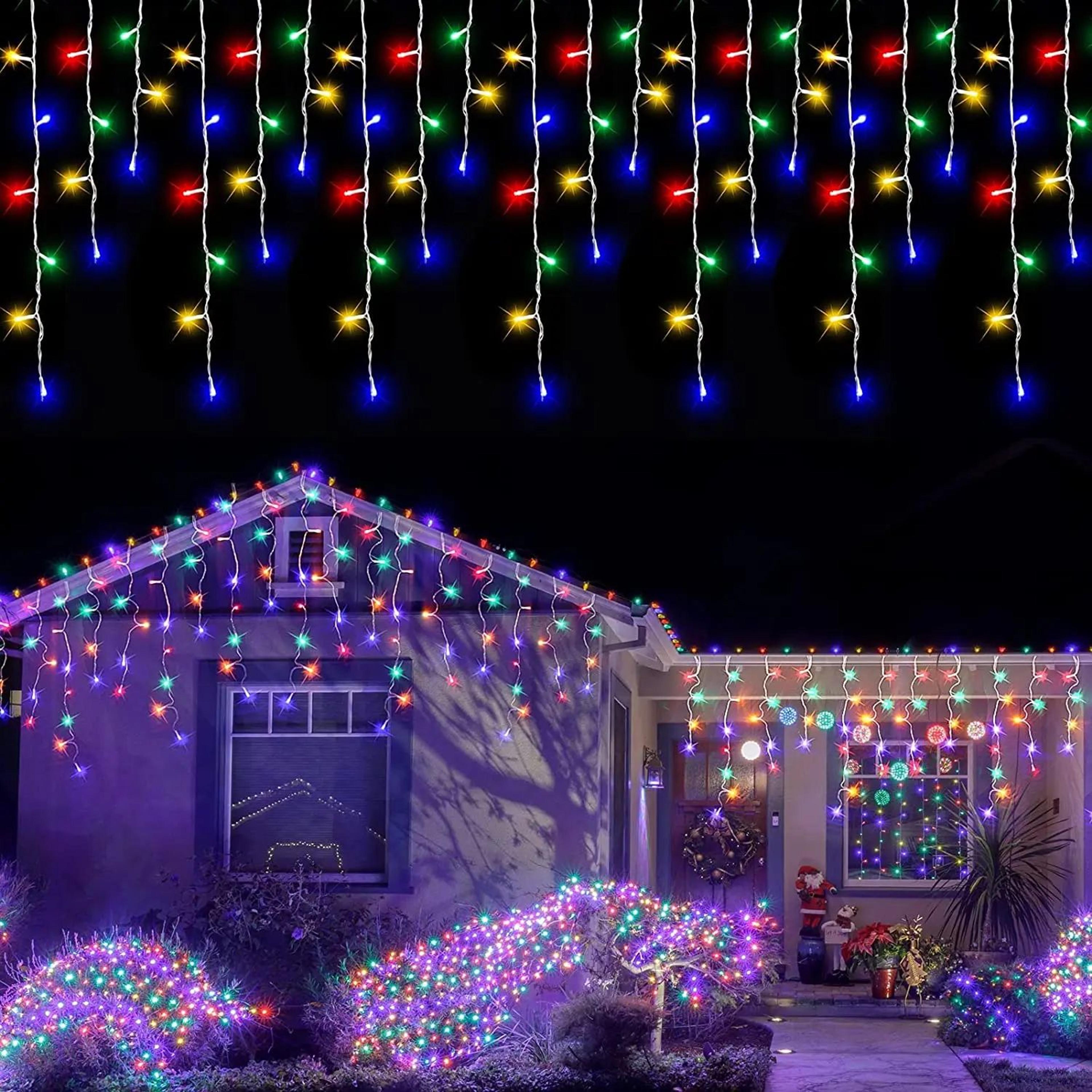 Outdoor LED Icicle Curtain Lights  Connectable Waterproof Christmas Garland With 8 Lighting Modes F 1