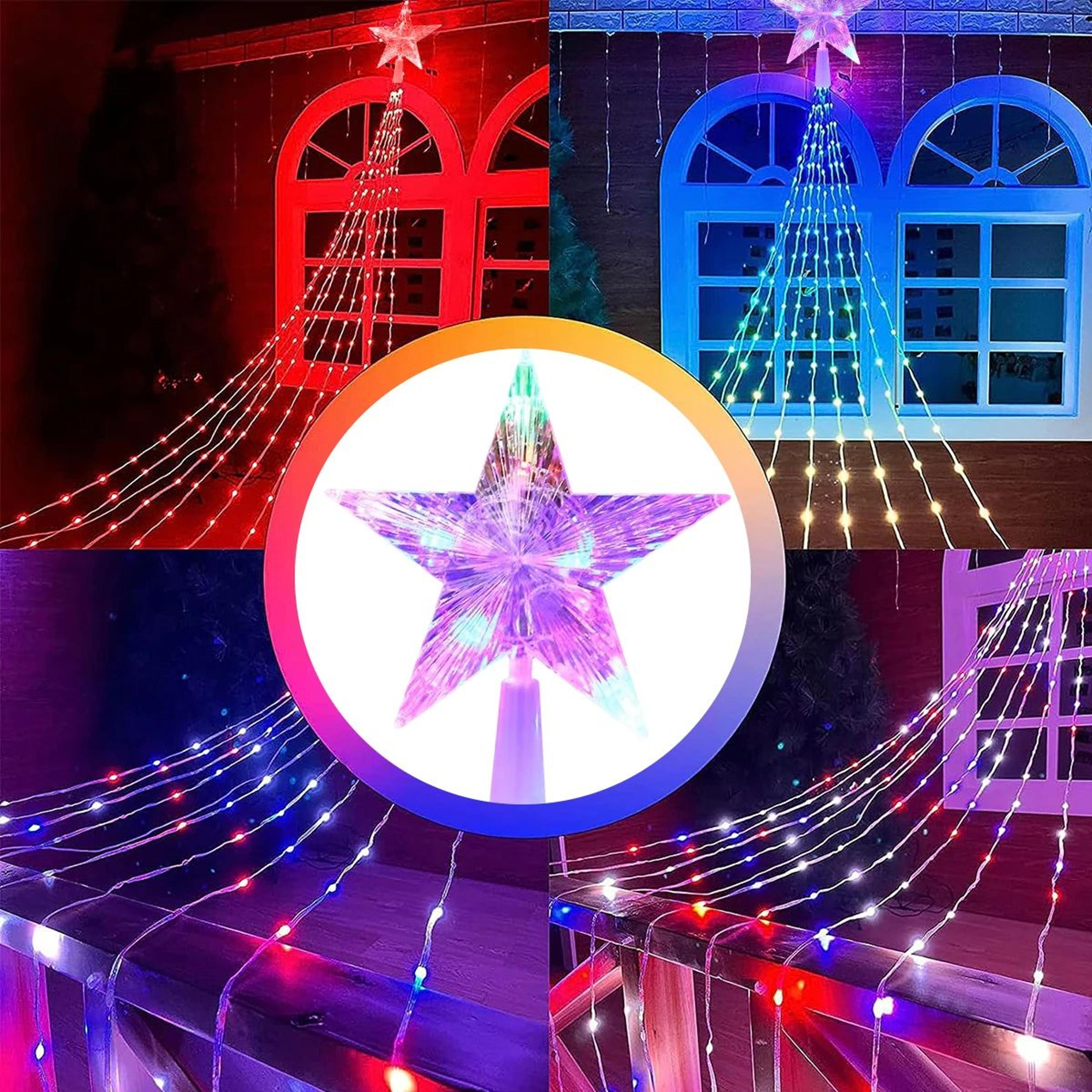 FivePoint Star Waterfall Christmas Lights  Solar LED String Lights For Trees Yard Party Wedding  Ho 4