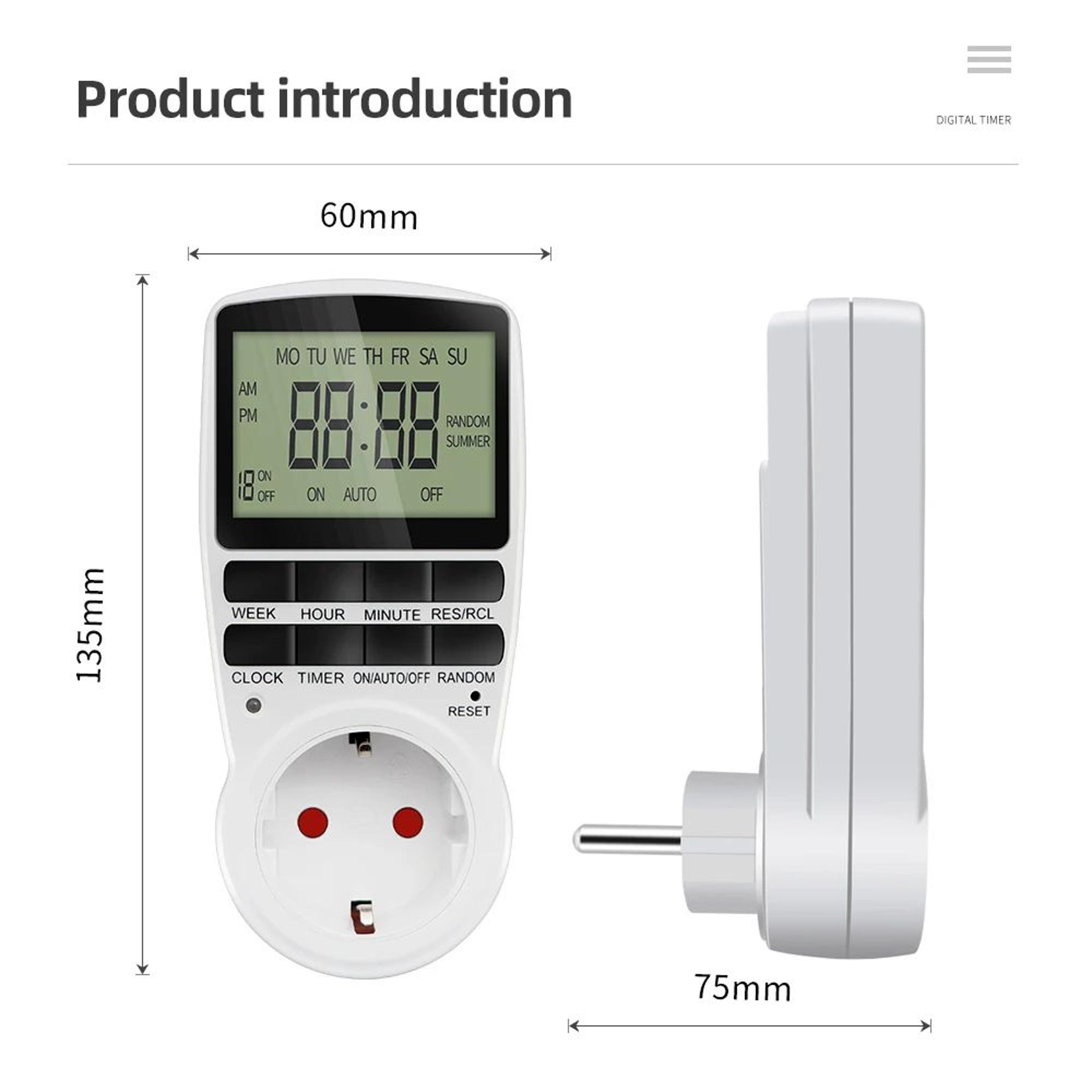 Programmable Digital Timer Outlet  10Program Electronic Socket Timer Switch For Home Appliances EU  1