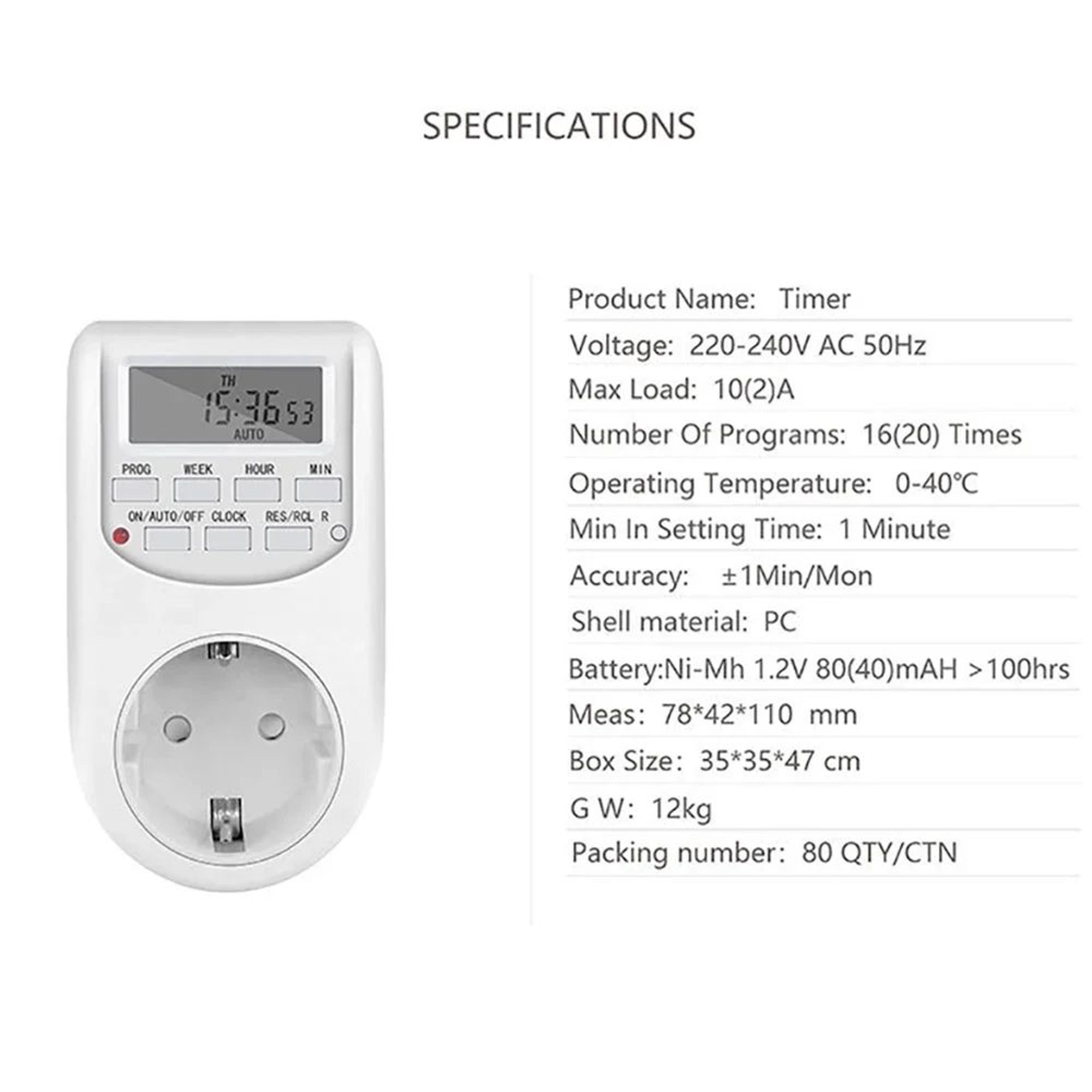 EU Plug Digital Timer Switch  Weekly Programmable Energy Saving Outlet For Automatic Appliance On O 4
