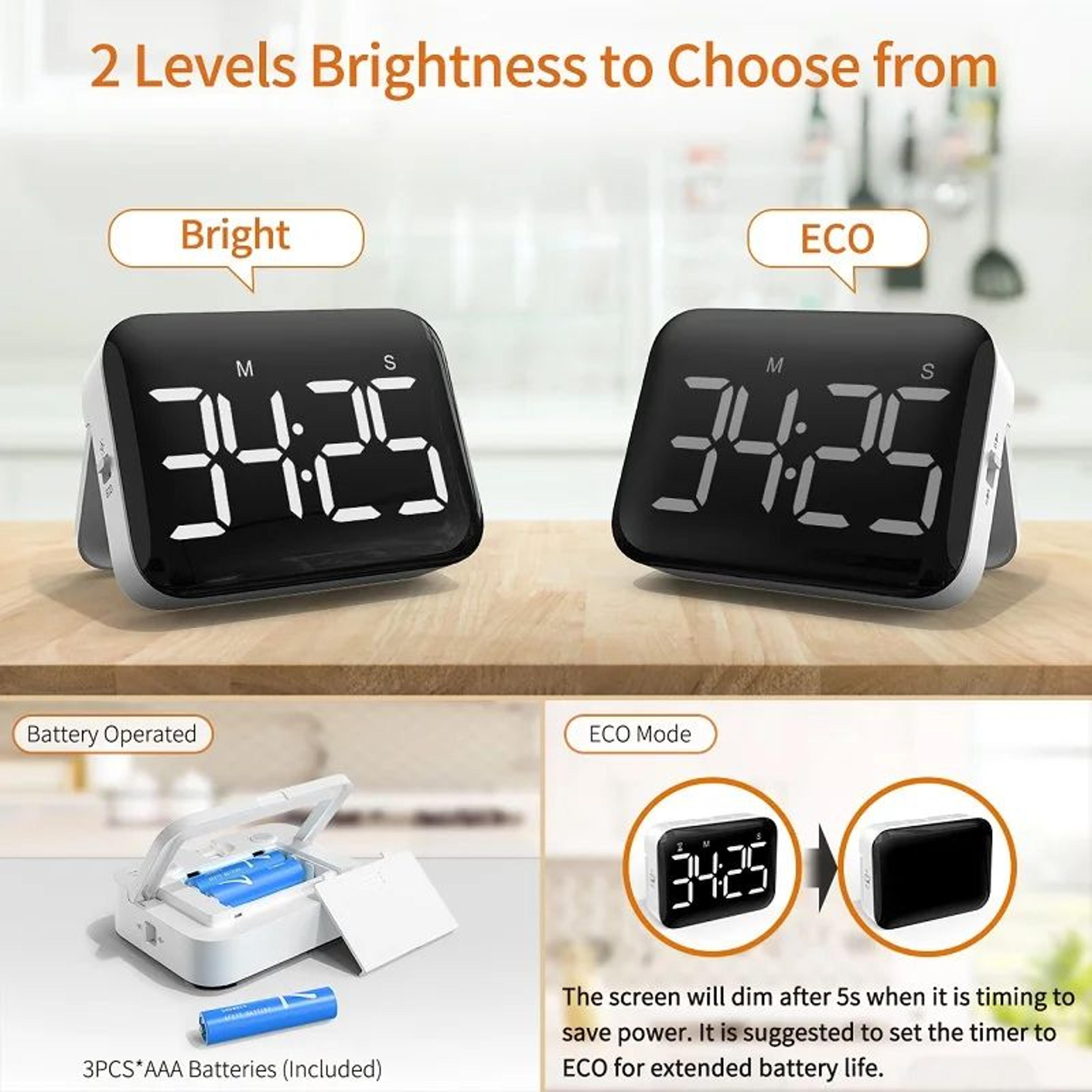 Magnetic Kitchen Timer  4in LED Digital Countdown  Count Up Timer With Adjustable Volume For Cookin 1