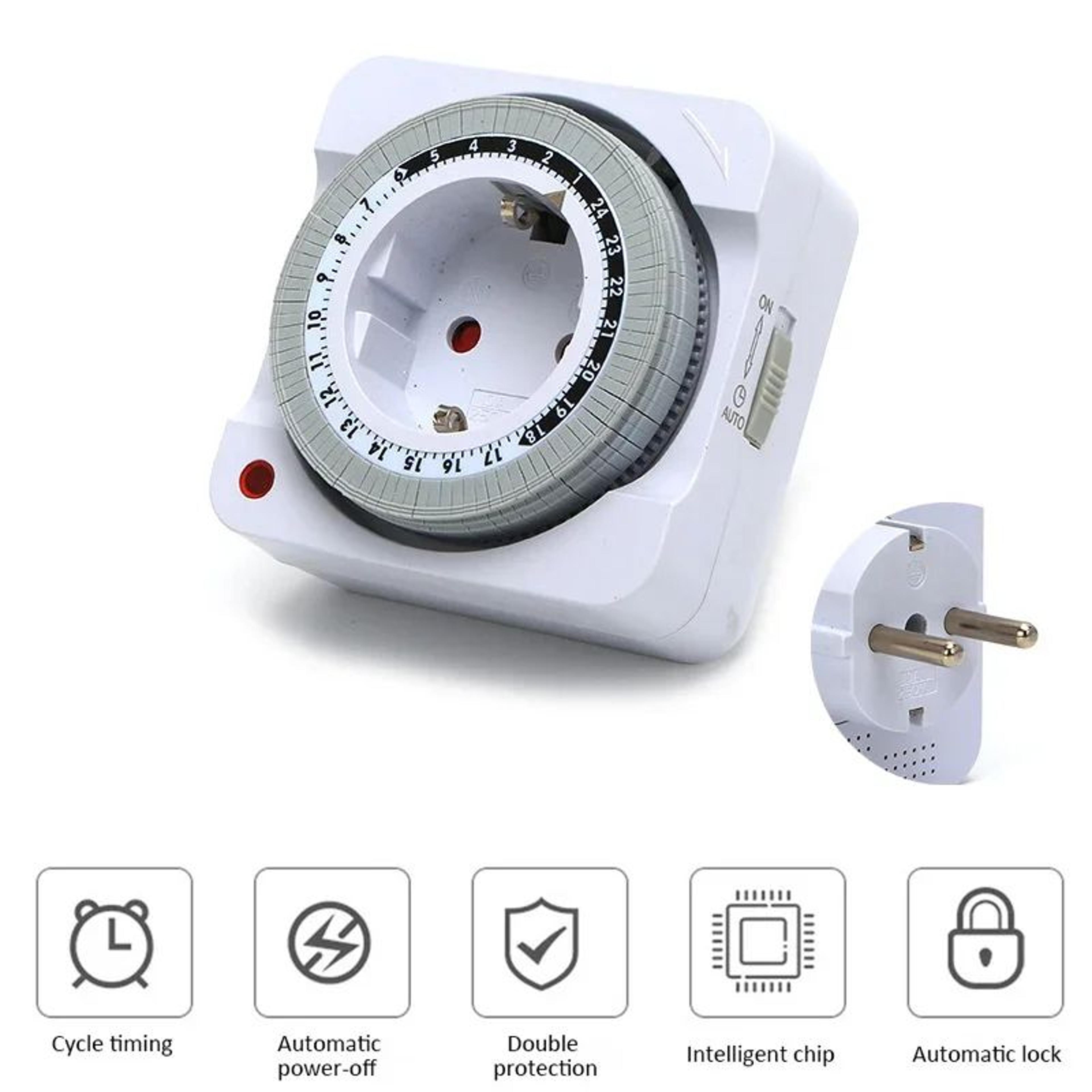 24 Hour Mechanical Timer Switch  EU Plug Automatic Power Off Socket For Home Appliances Chargers  I 6