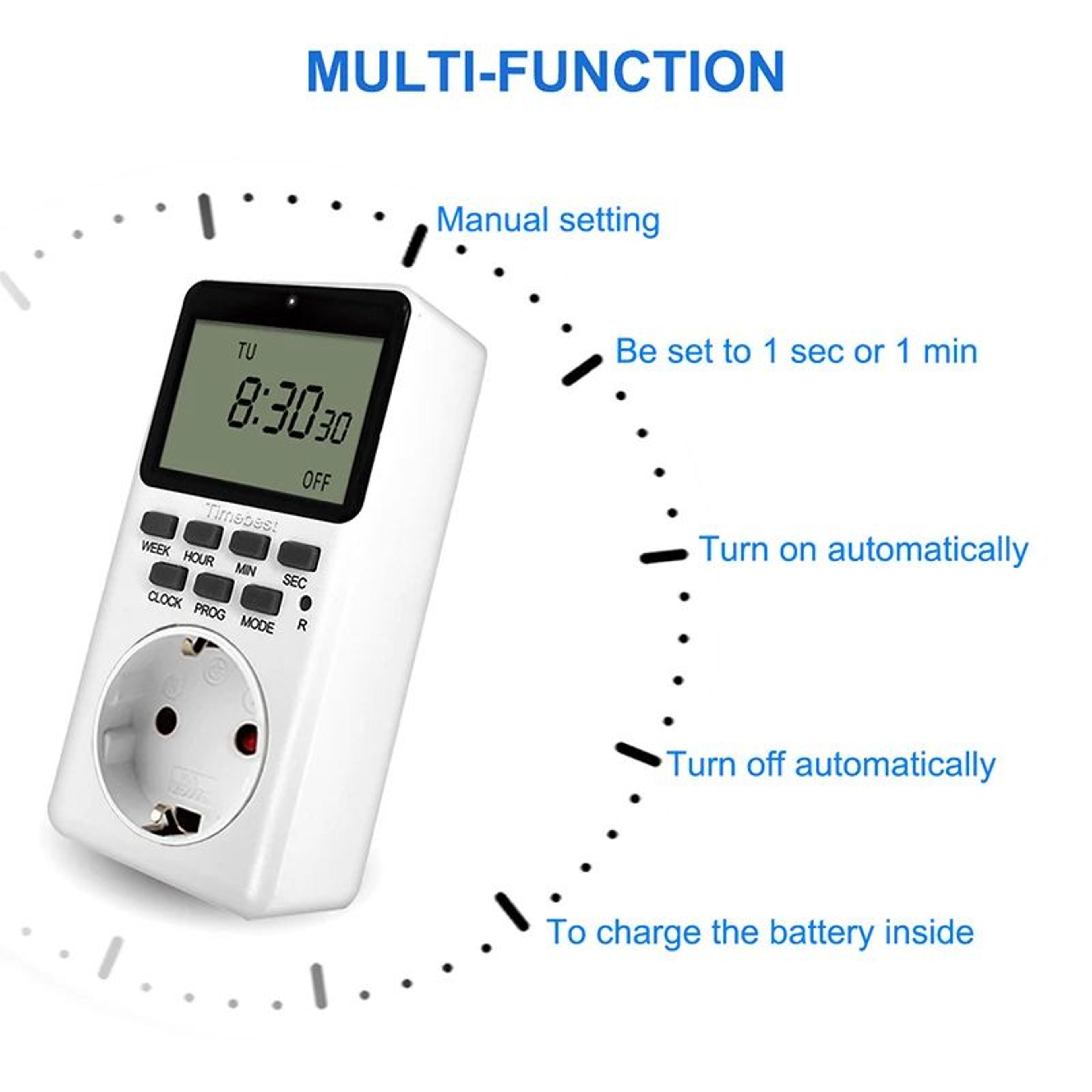 Weekly Digital Outlet Timer  20 Program Plug In Energy Saver With Countdown Random Mode For Lights  4