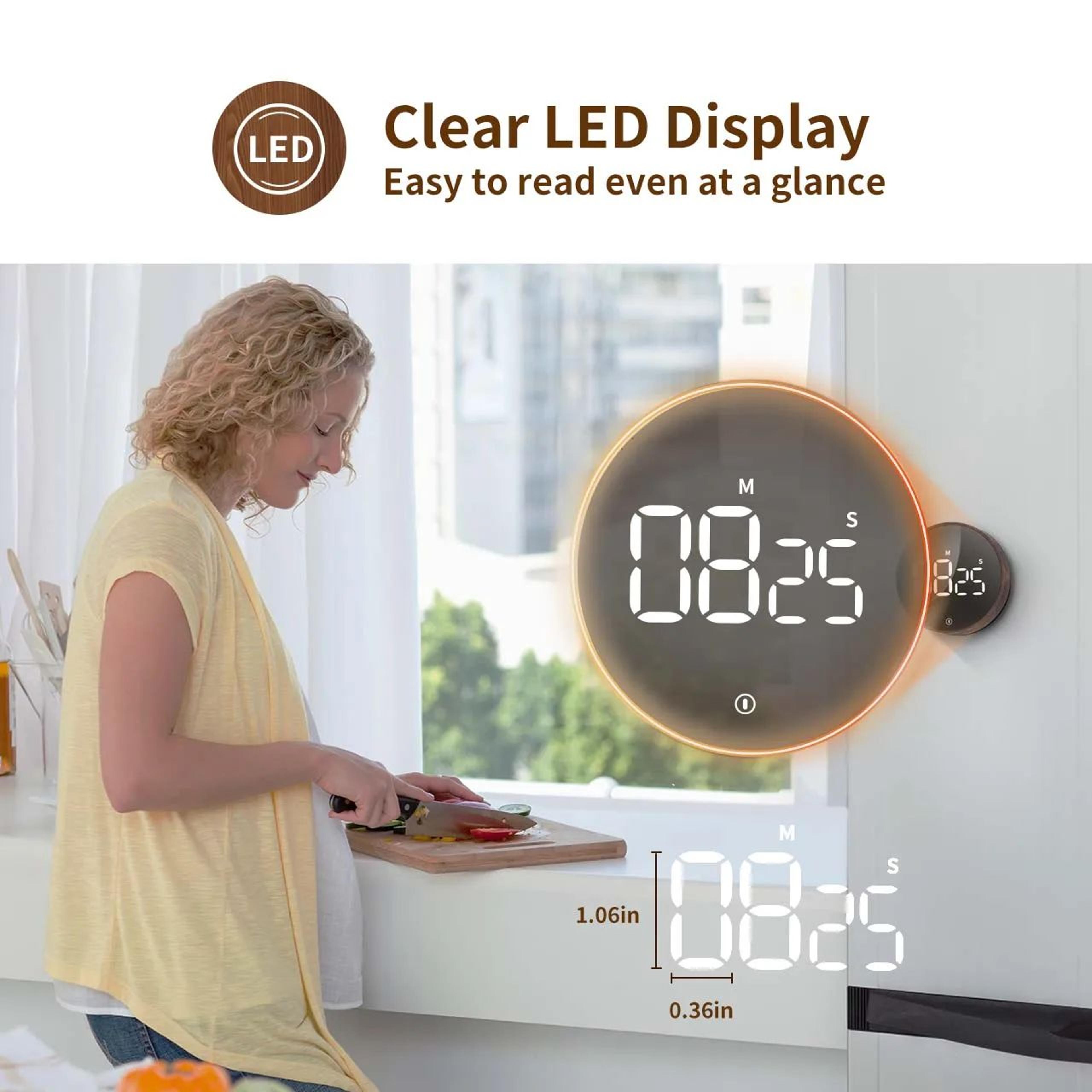 Digital Kitchen Timer  Magnetic Rotating Countdown Egg Timer With Large Display  Adjustable Alarm F 4
