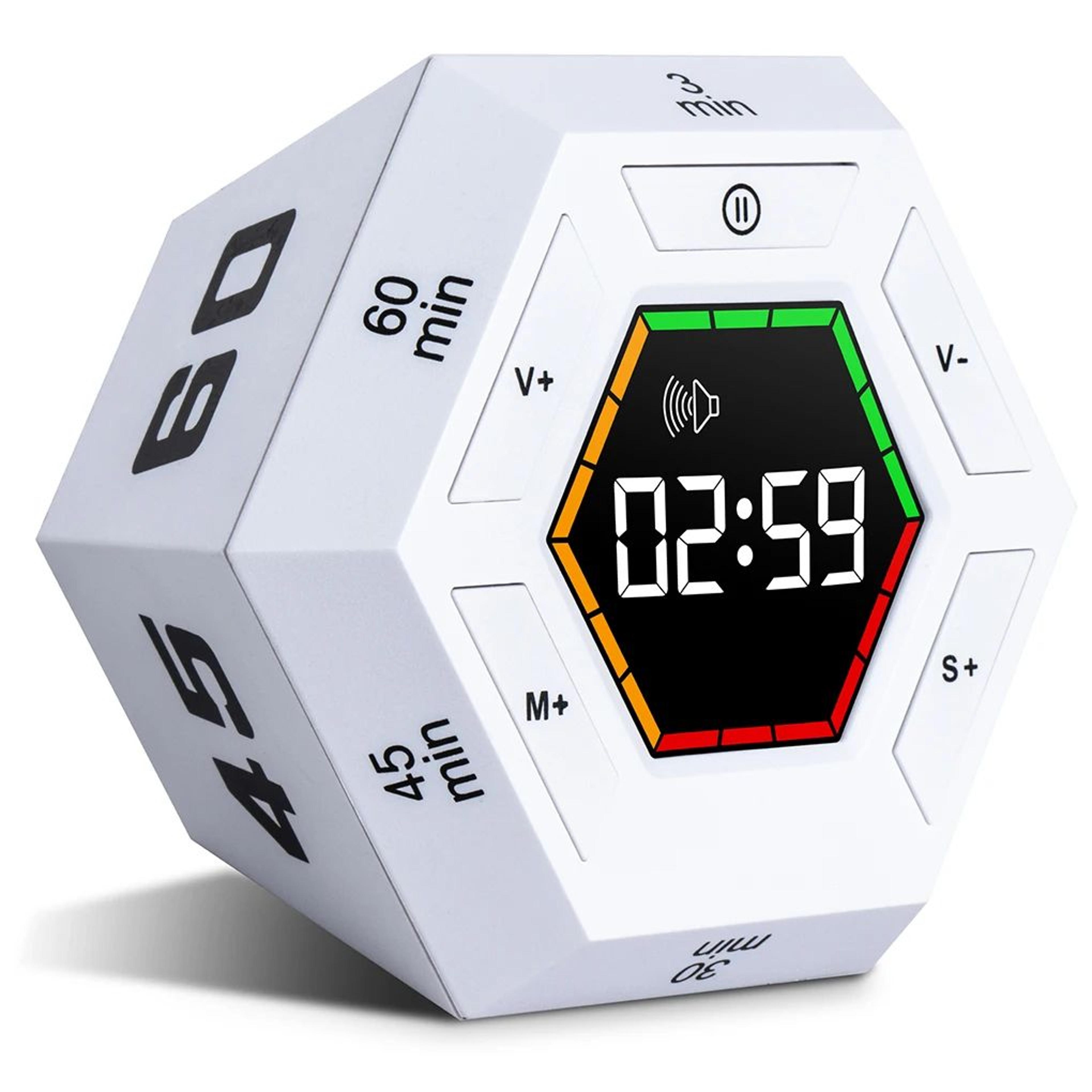 Hexagonal Visual Flip Timer  LED Digital Magnetic Cube Timer For Kids Study Reading Kitchen Cooking 7