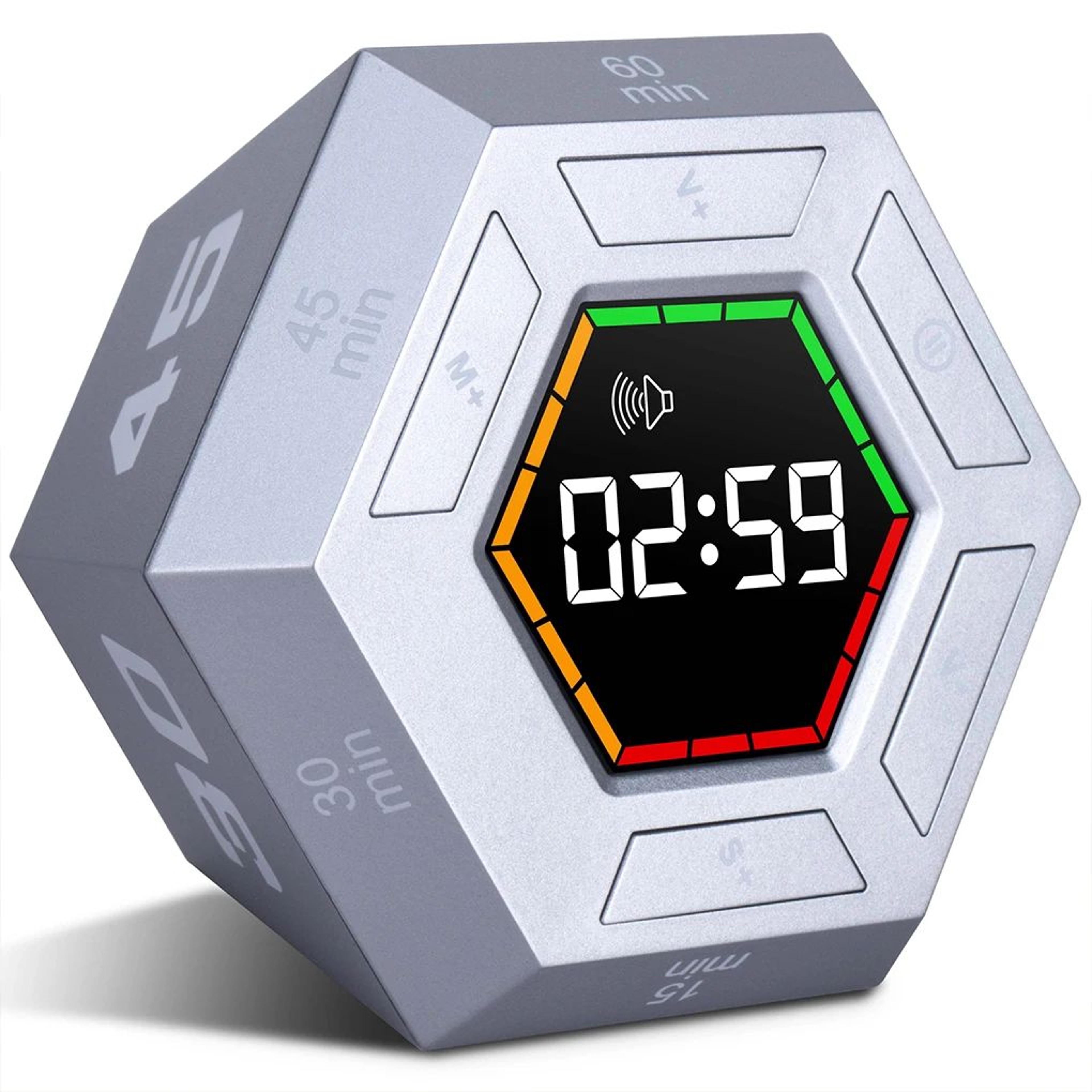 Hexagonal Visual Flip Timer  LED Digital Magnetic Cube Timer For Kids Study Reading Kitchen Cooking 8