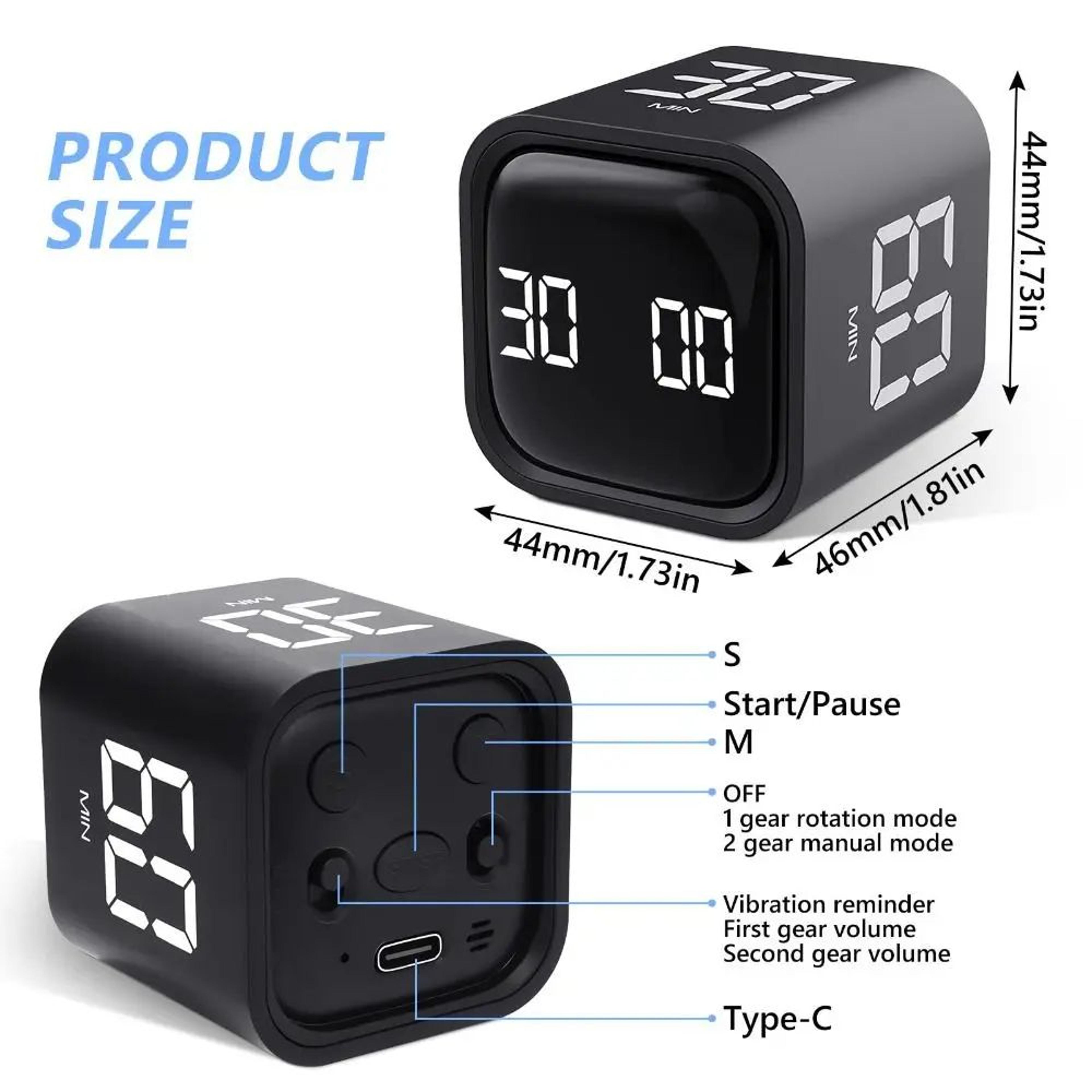 Gravity Sensing Digital Cube Timer  Rechargeable Pomodoro Countdown Timer With Adjustable Volume  C 5