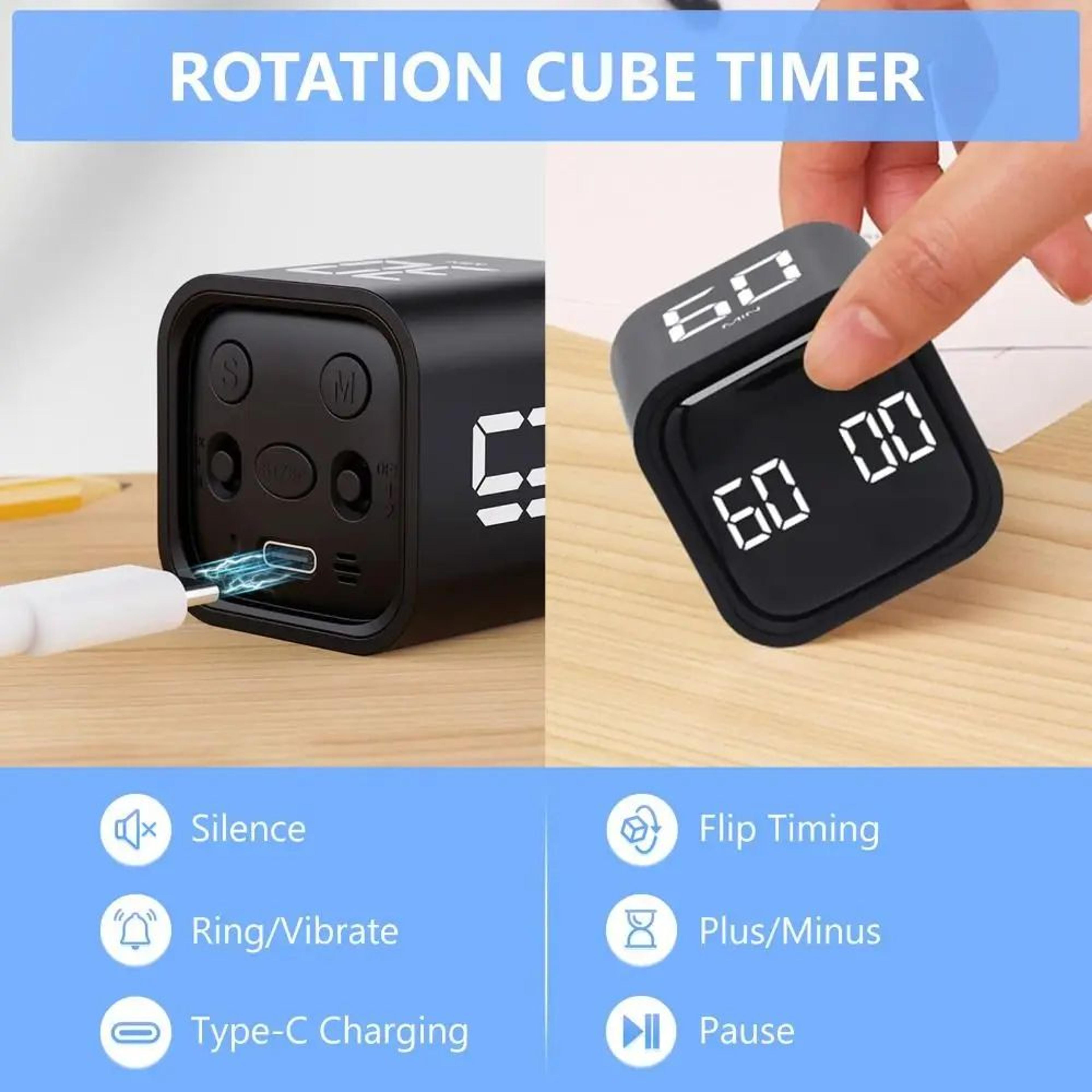 Gravity Sensing Digital Cube Timer  Rechargeable Pomodoro Countdown Timer With Adjustable Volume  C 2