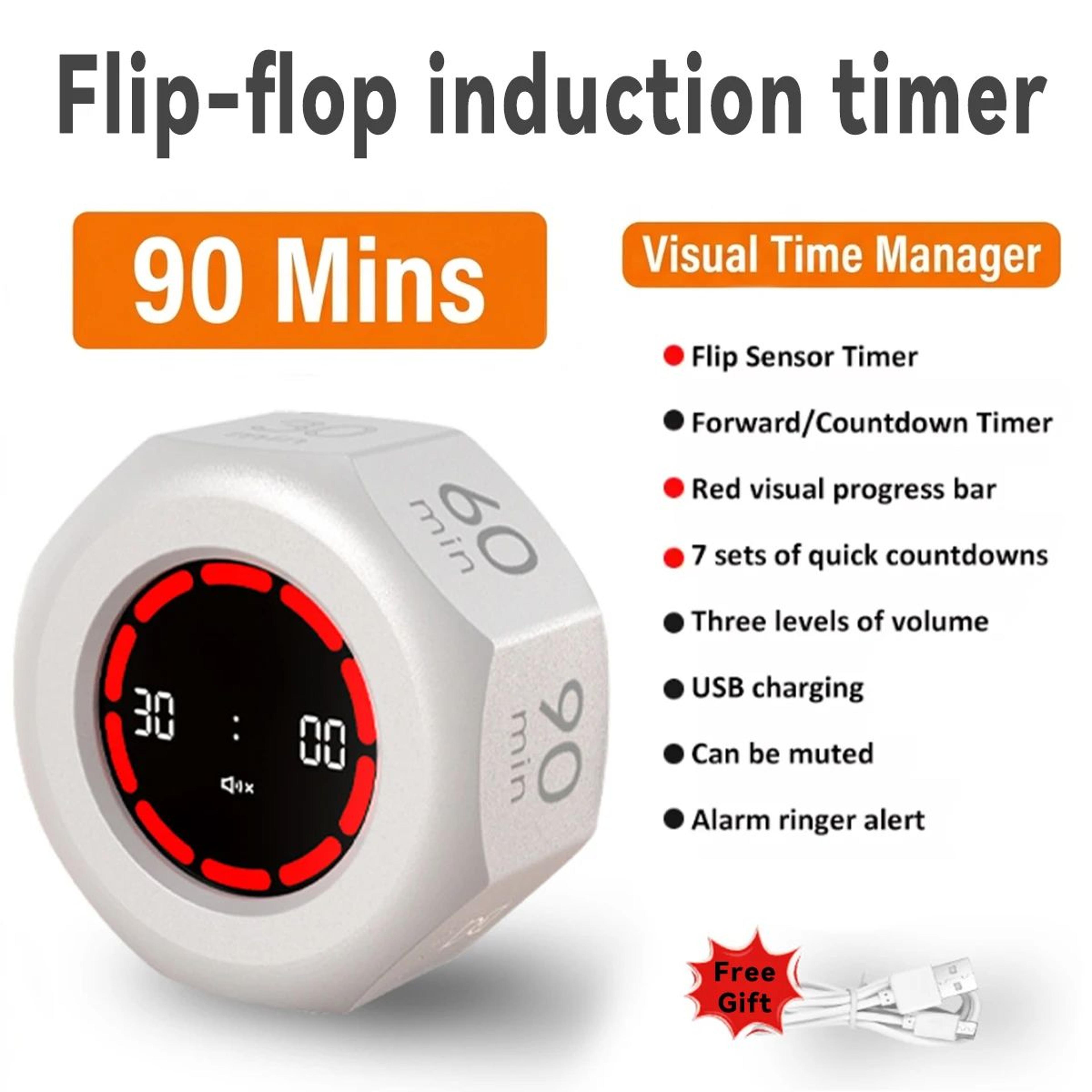 Rechargeable Flip Pomodoro Timer  236in Compact Visual Countdown Timer With 7 Presets For Study Kit 7