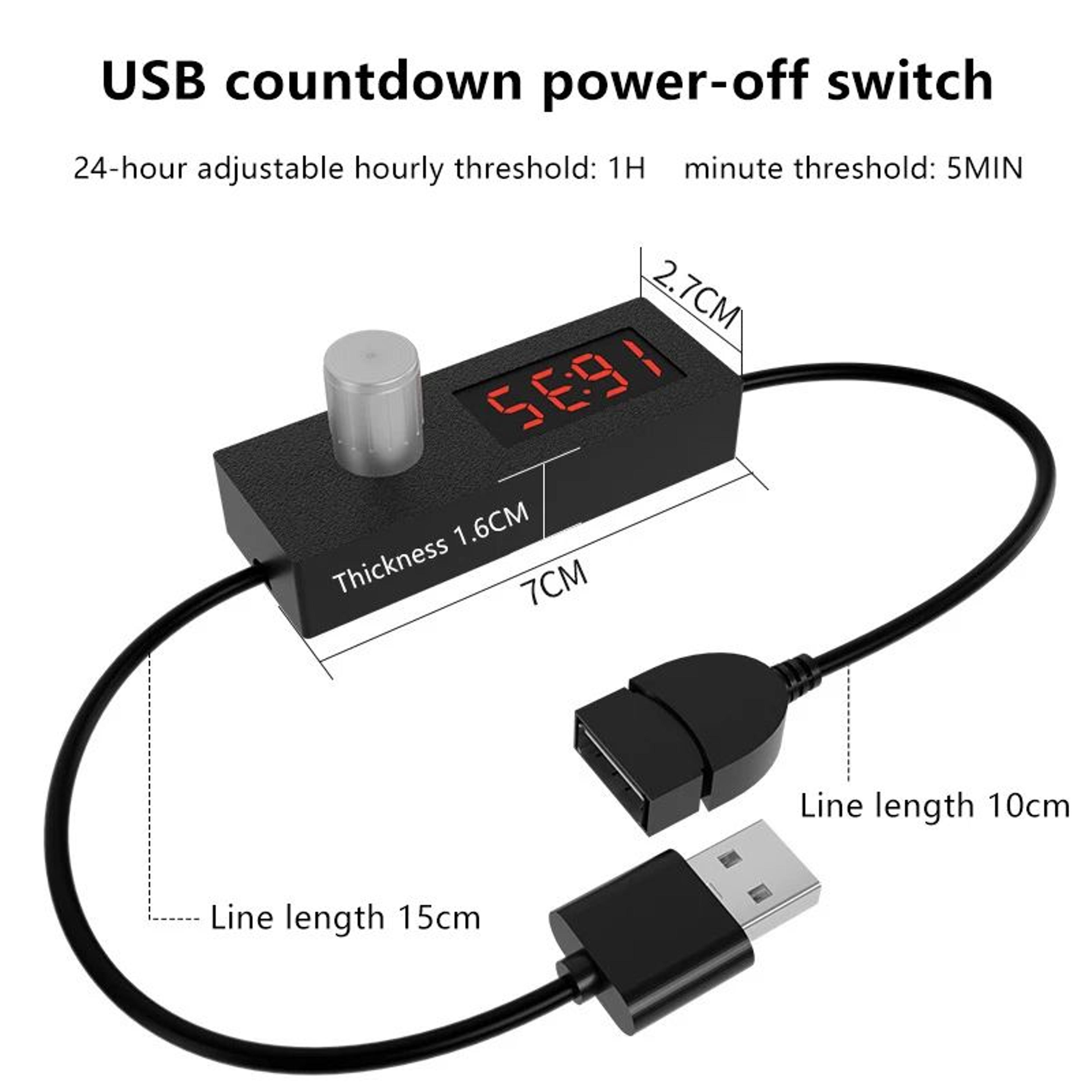 24H Automatic Shutdown Timer  Digital USB Countdown Switch Cable With Adjustable Knob For Home Offi 3