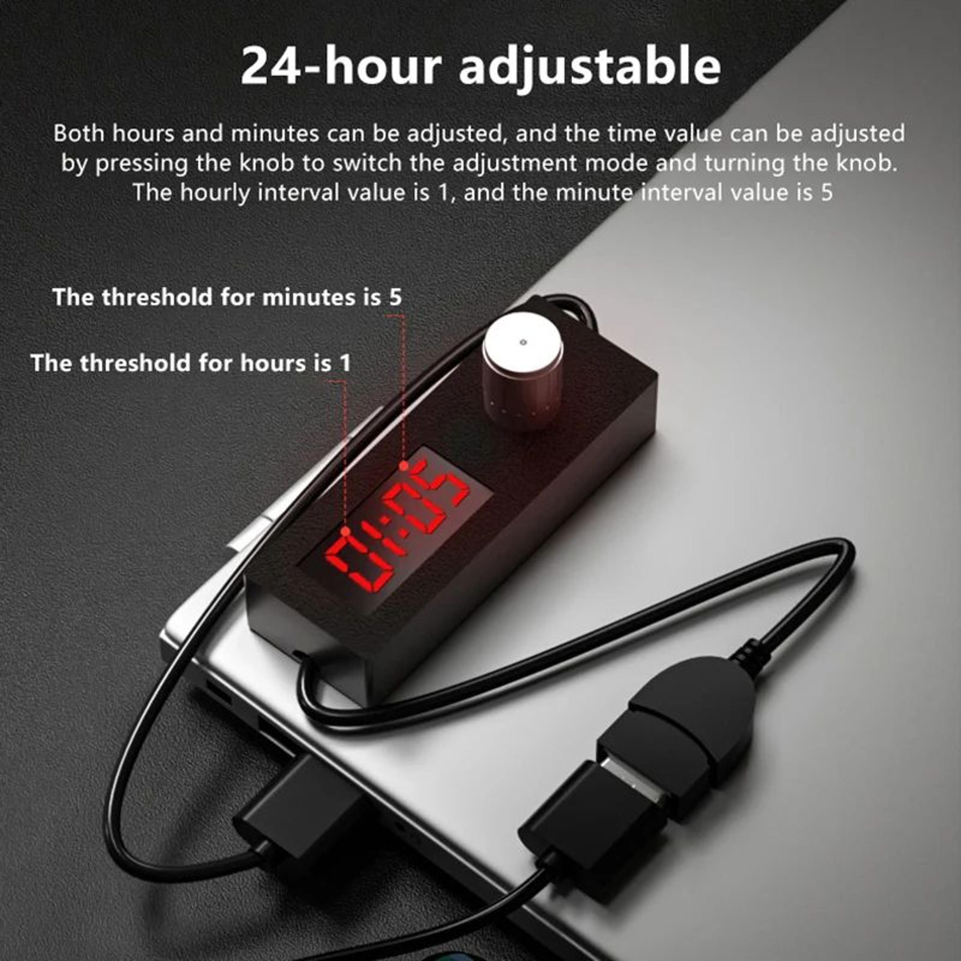 24H Automatic Shutdown Timer  Digital USB Countdown Switch Cable With Adjustable Knob For Home Offi 2