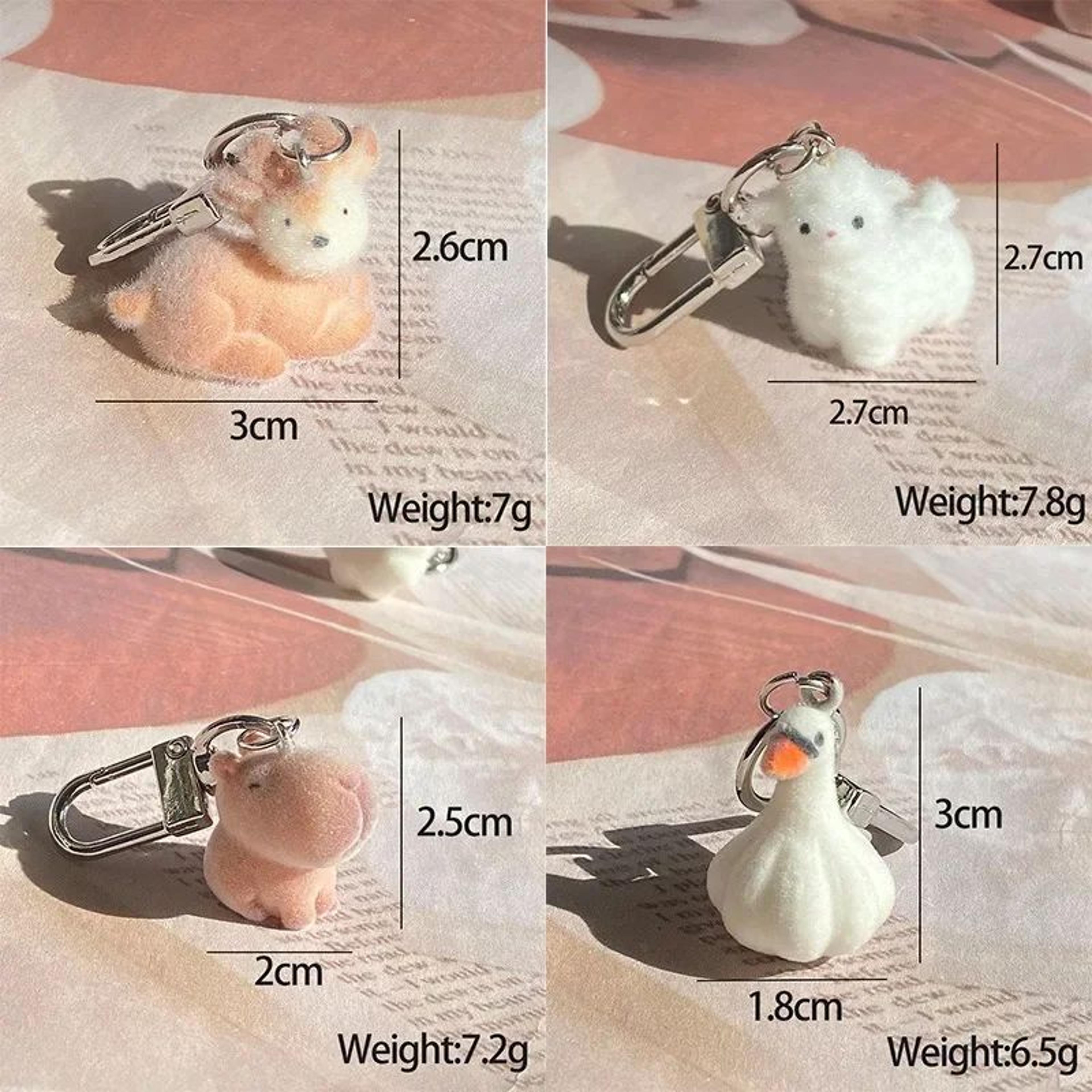 Cute 3D White Alpaca Keychain  Flocked Animal Bag Charm Backpack Pendant Keyring Car Decor Gift Acc 3