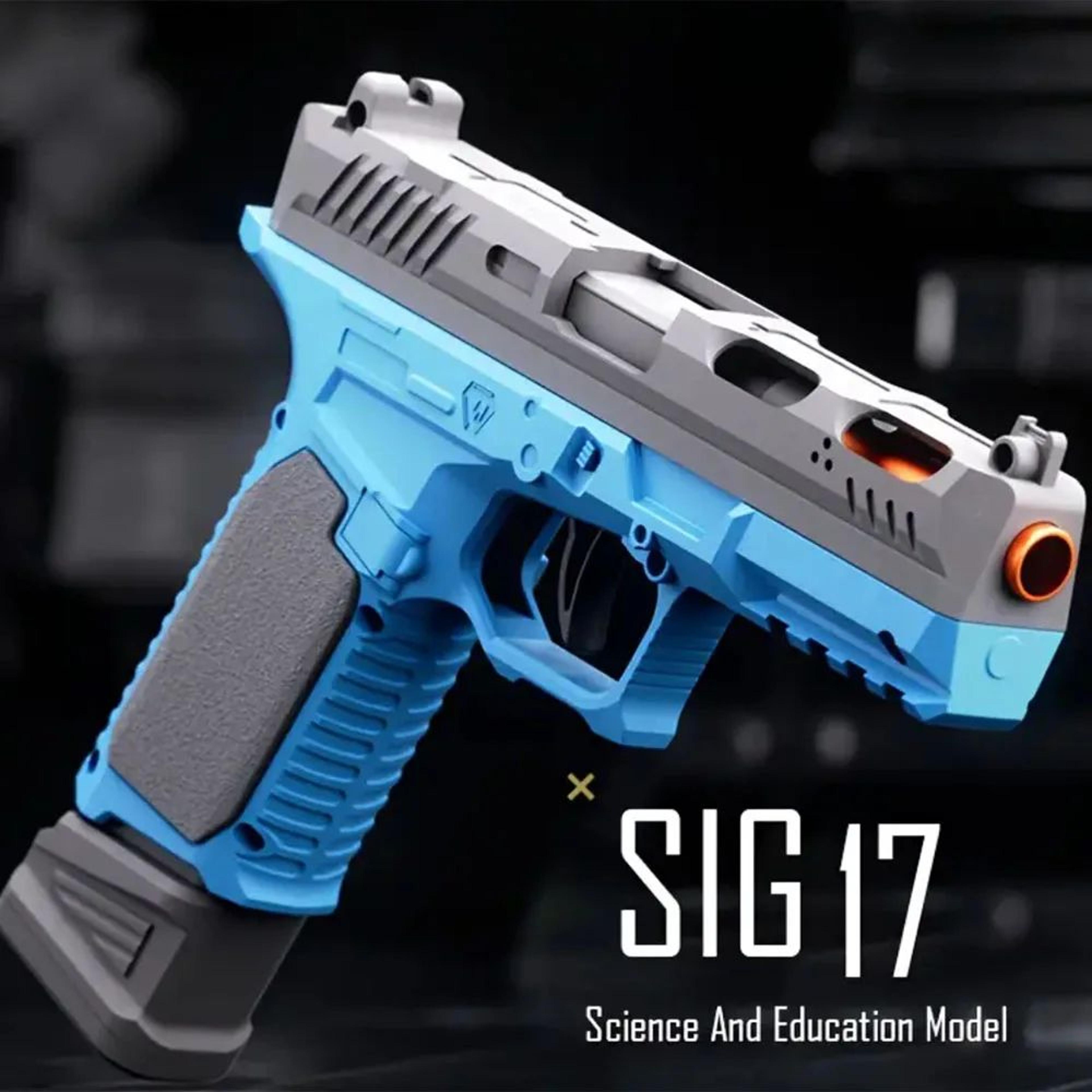 Shell Ejecting Toy Pistol  Blue Grey Plastic Shooting Game Blaster For Outdoor Target Play Teens Ad 1