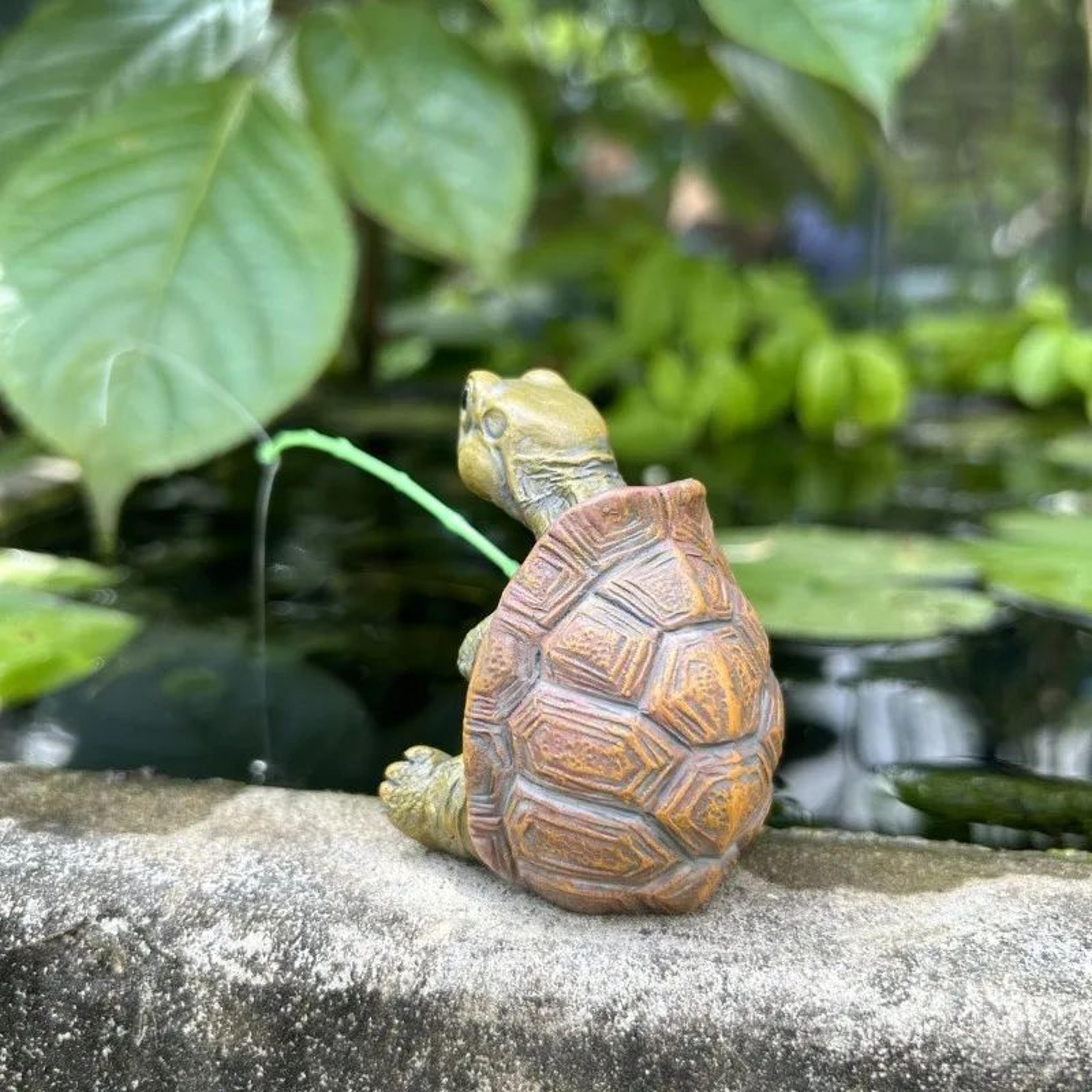 Cute Fishing Turtle Garden Figurine  Mini Resin Pond Ornament For Potted Plants Balcony Patio  Fair 2