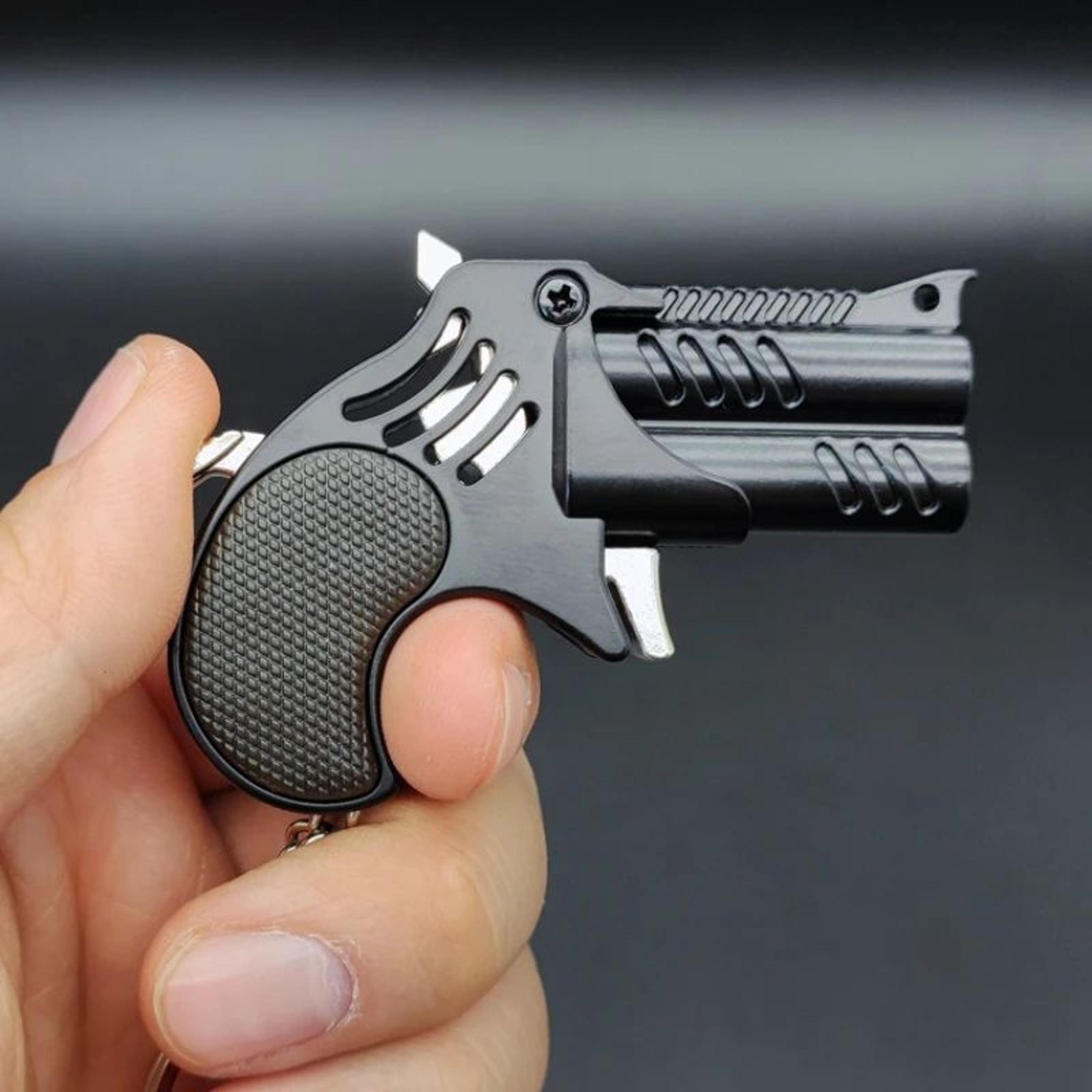 Mini Keychain Rubber Band Launcher  Metal Simulation Pistol Style Pocket Game Toy Gift For Adults   6