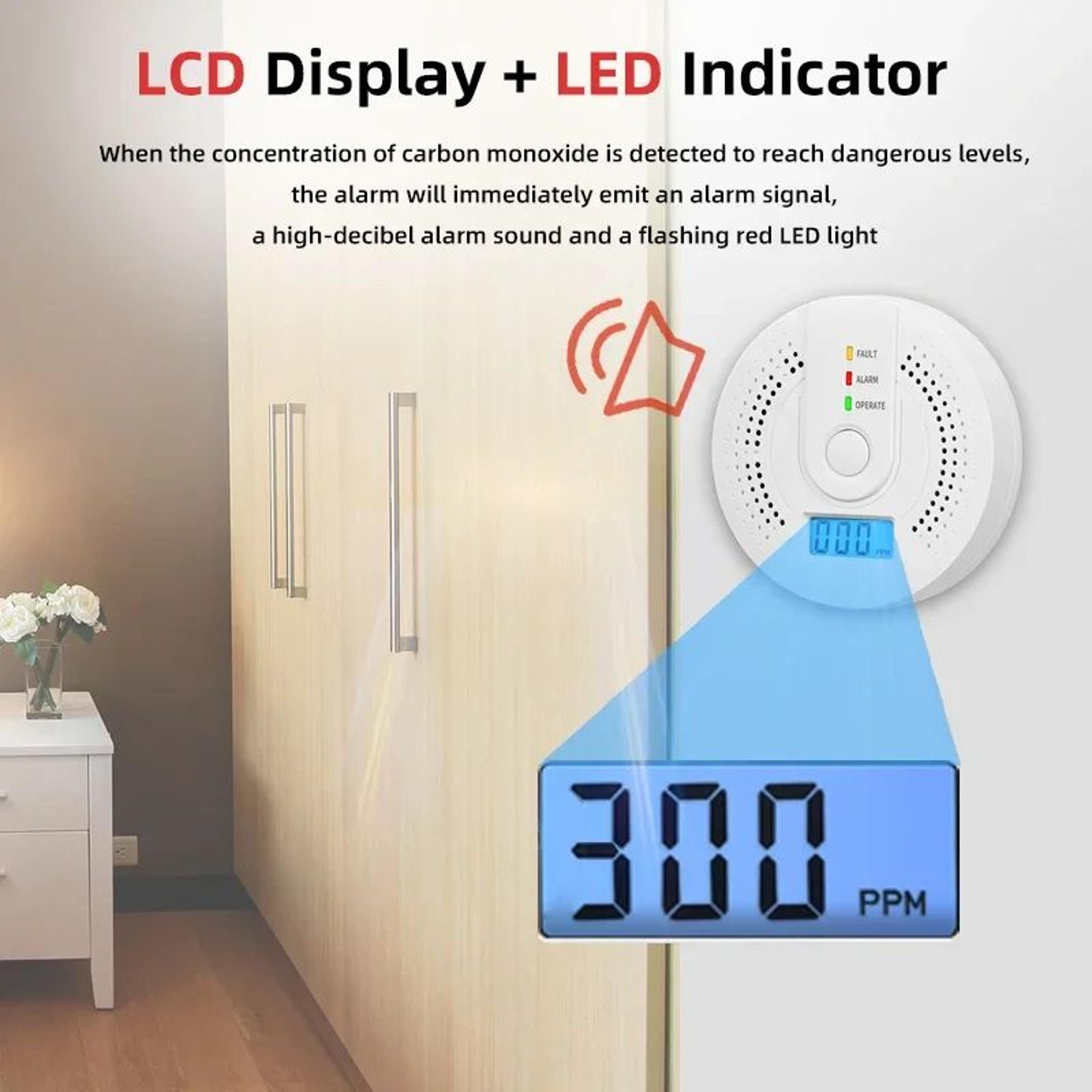 High Sensitivity Carbon Monoxide Alarm  Independent CO Detector With LCD Display Sound  Flash Warni 2
