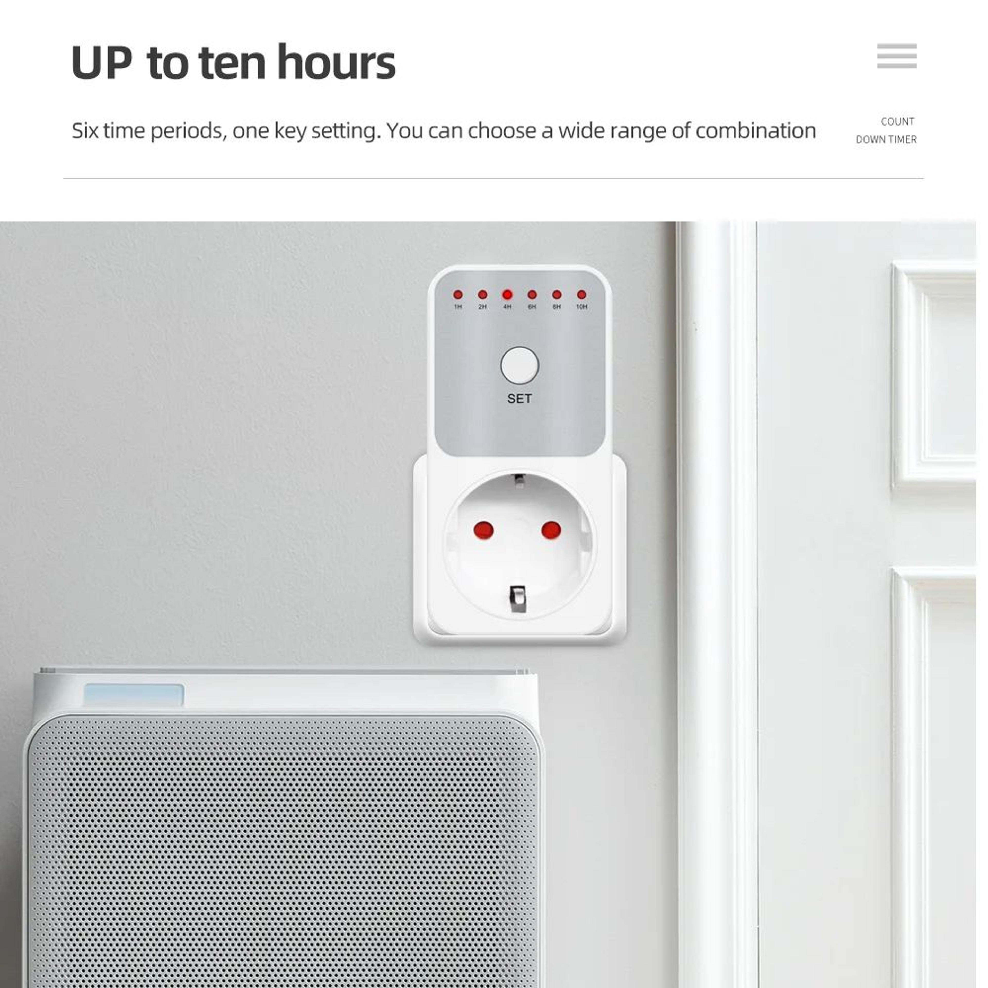 10Hr Countdown Timer Plug  Smart Electronic Power Control Socket With 6 Time Settings For Home Appl 4