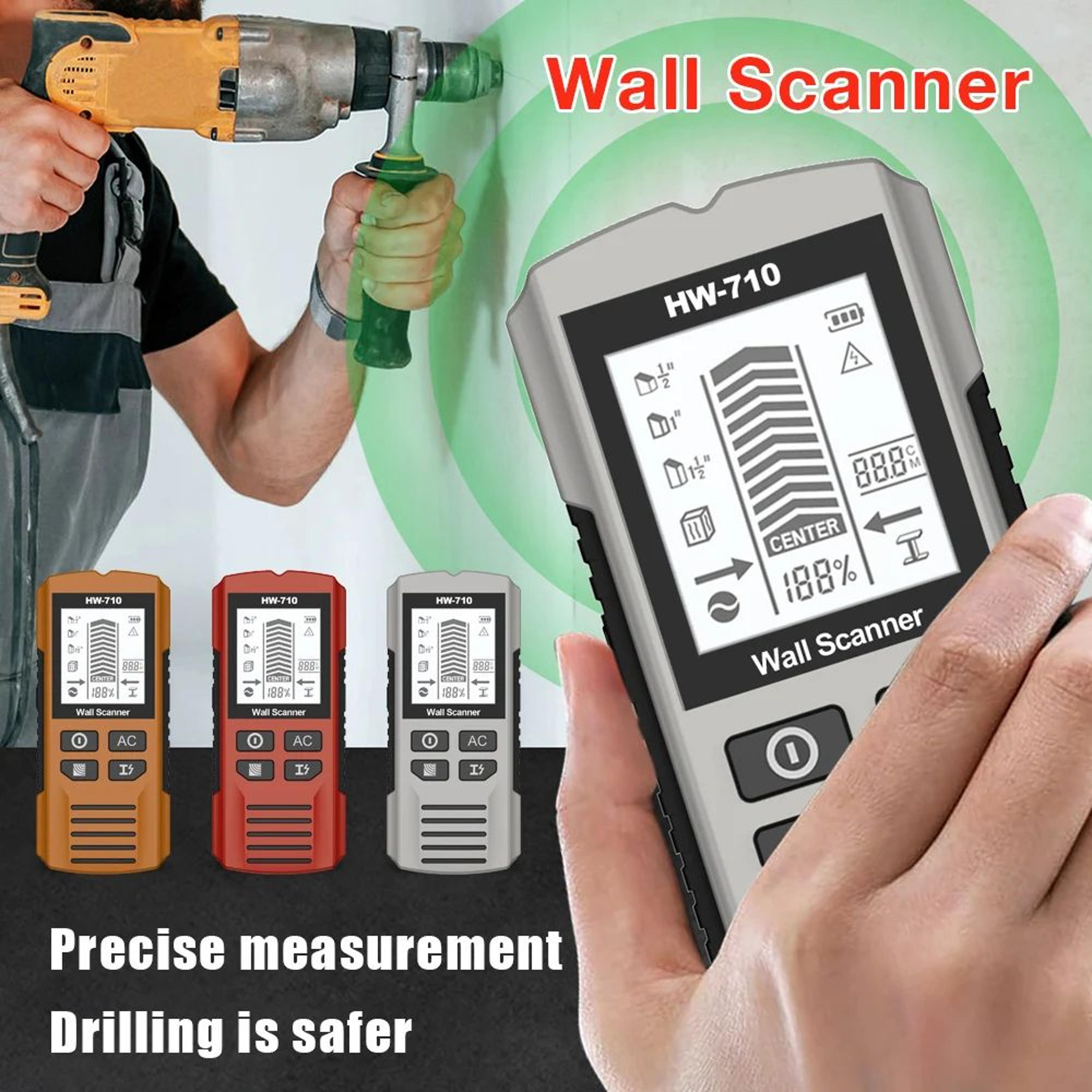 6-in-1 wall stud finder – deep scan metal wood detector with live ac wire detection & depth indicator for diy projects