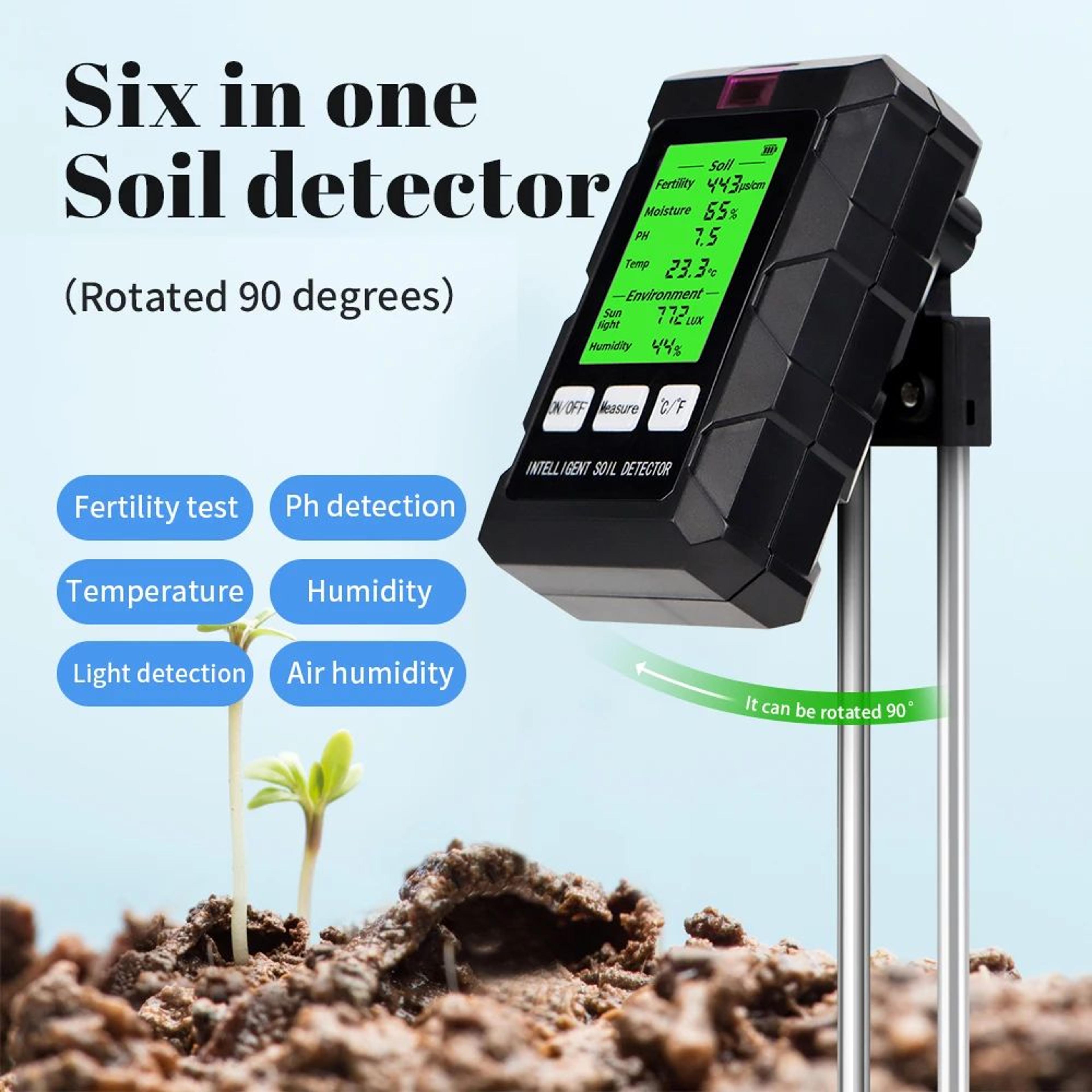 6in1 Digital Soil Tester  PH Fertility Moisture Temperature Sunlight  Air Humidity Meter For Garden 6