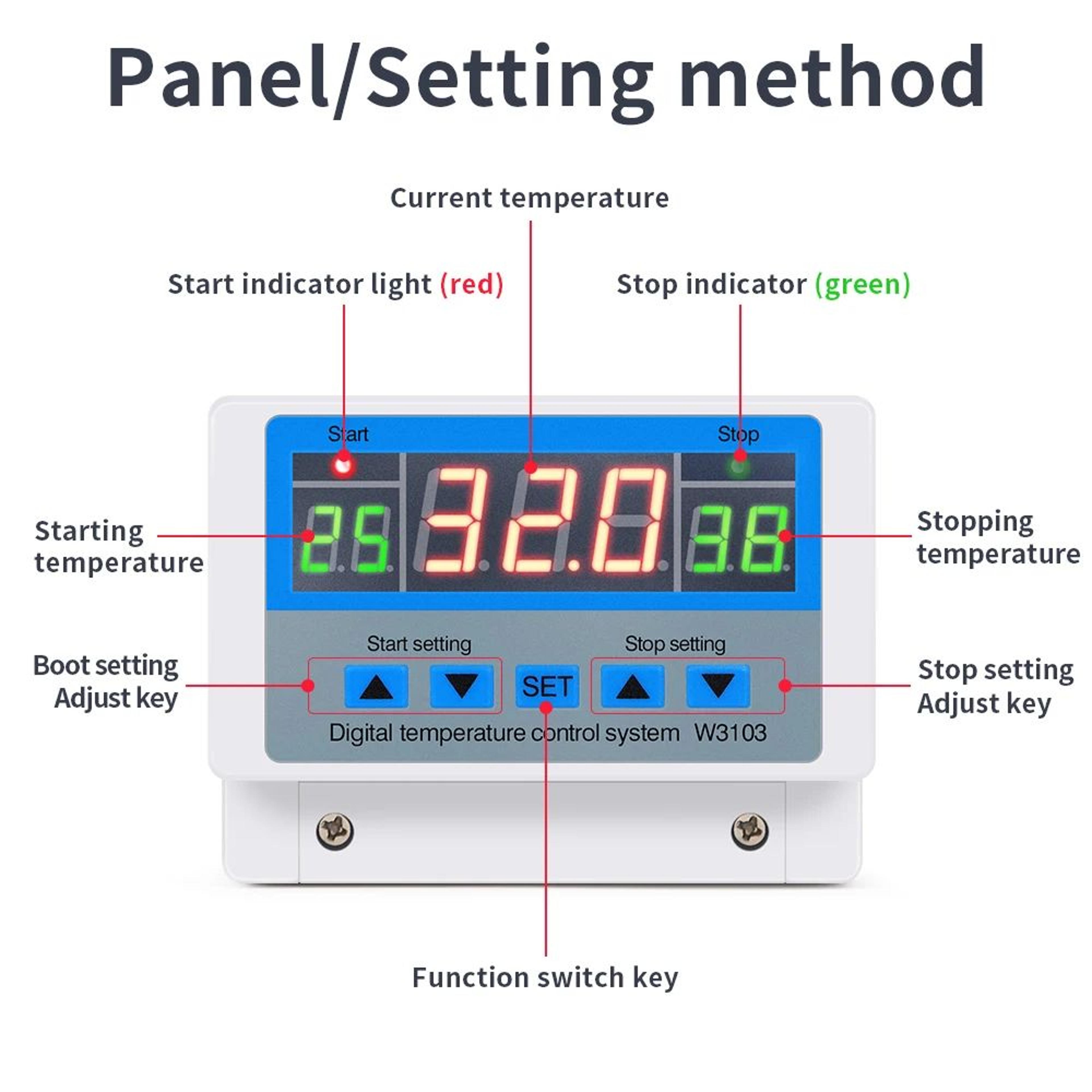 5000W Digital Temperature Controller  220V 30A LCD Thermostat Switch With NTC Sensor For Heating  C 2
