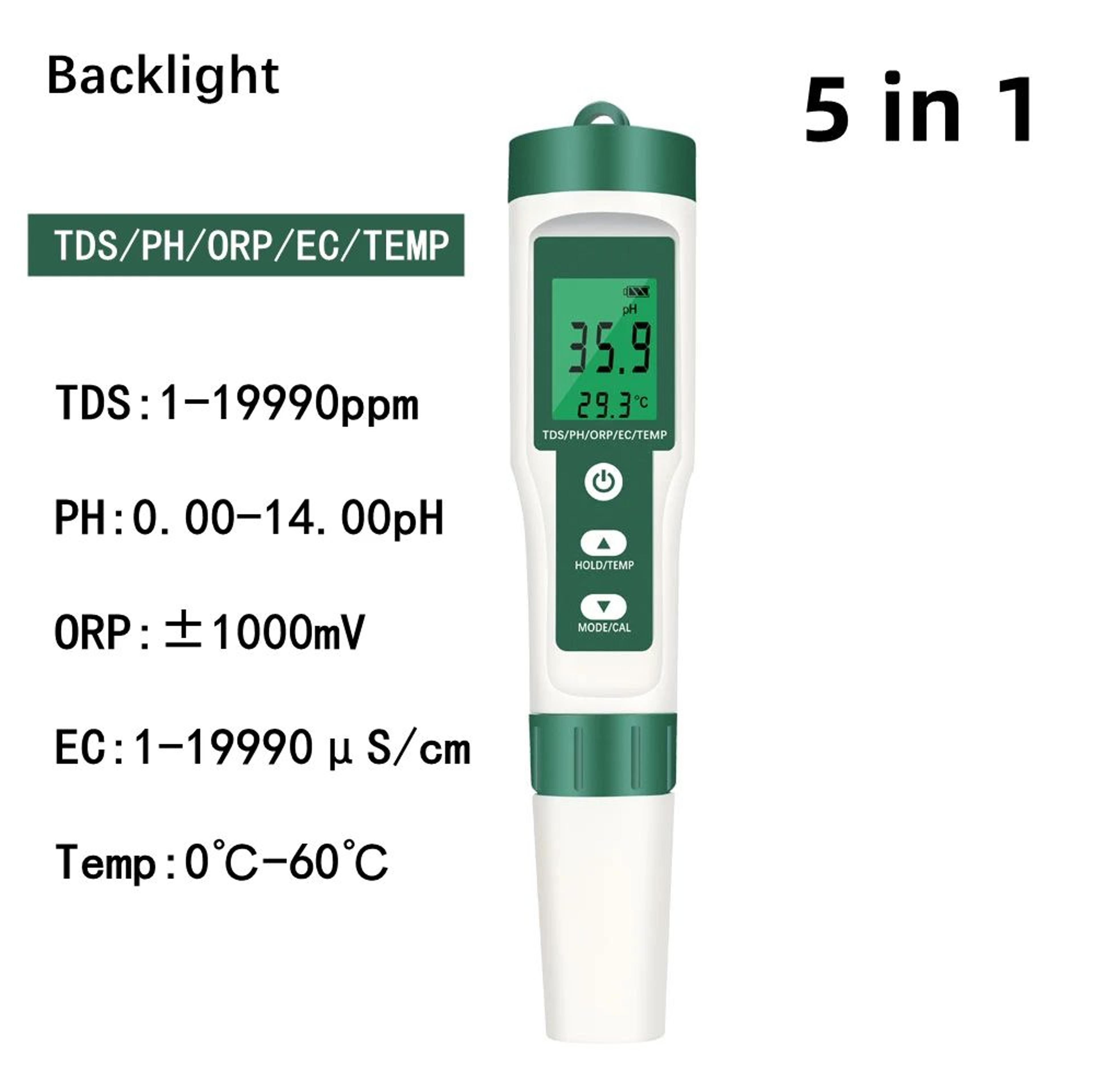 7in1 Digital Water Quality Meter  PH TDS EC ORP Salinity SG  Temperature Tester With Backlight For  9