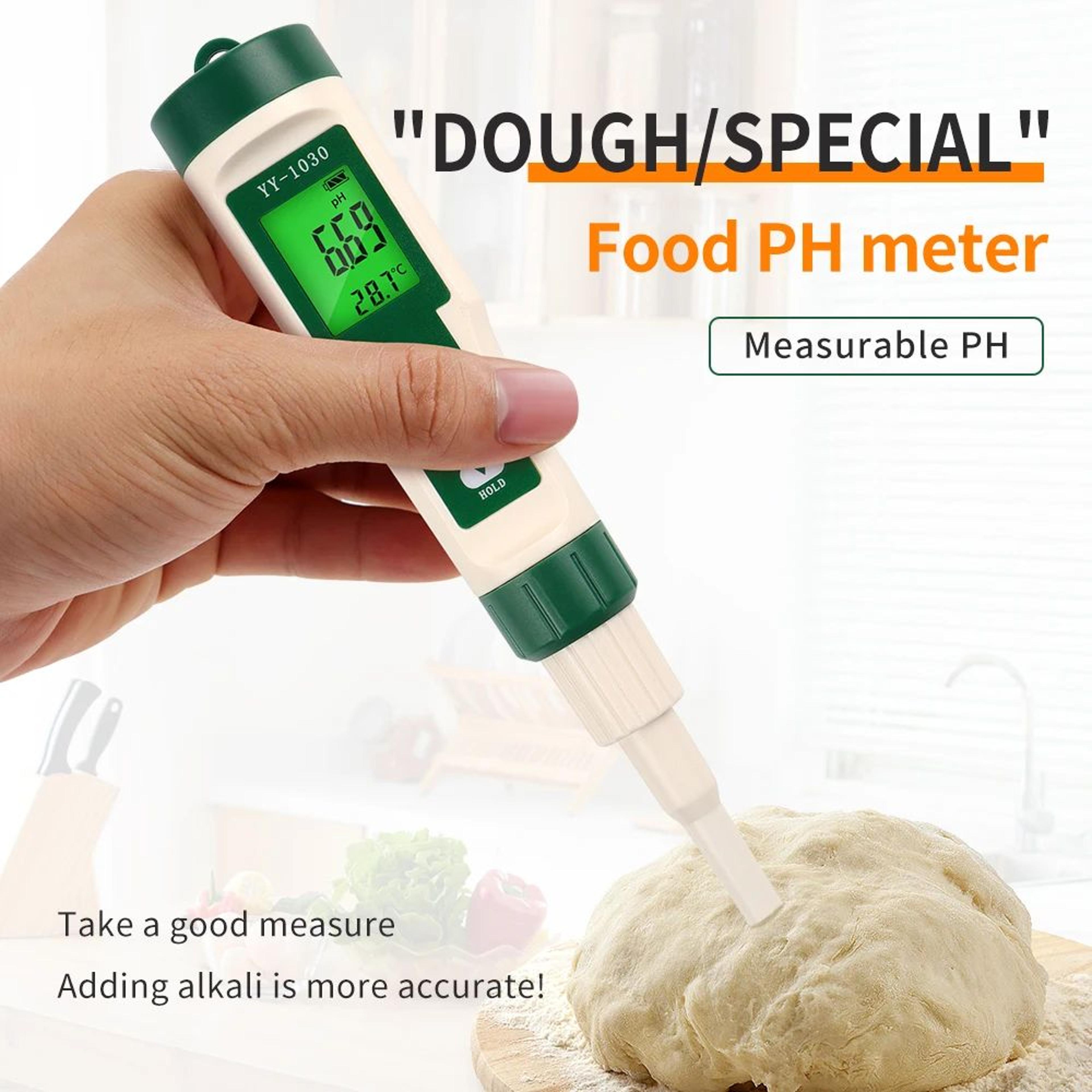 digital food ph tester – 0.00-14.00 ph & 32-140°f temperature meter for meat cheese fruit dough soil cosmetics