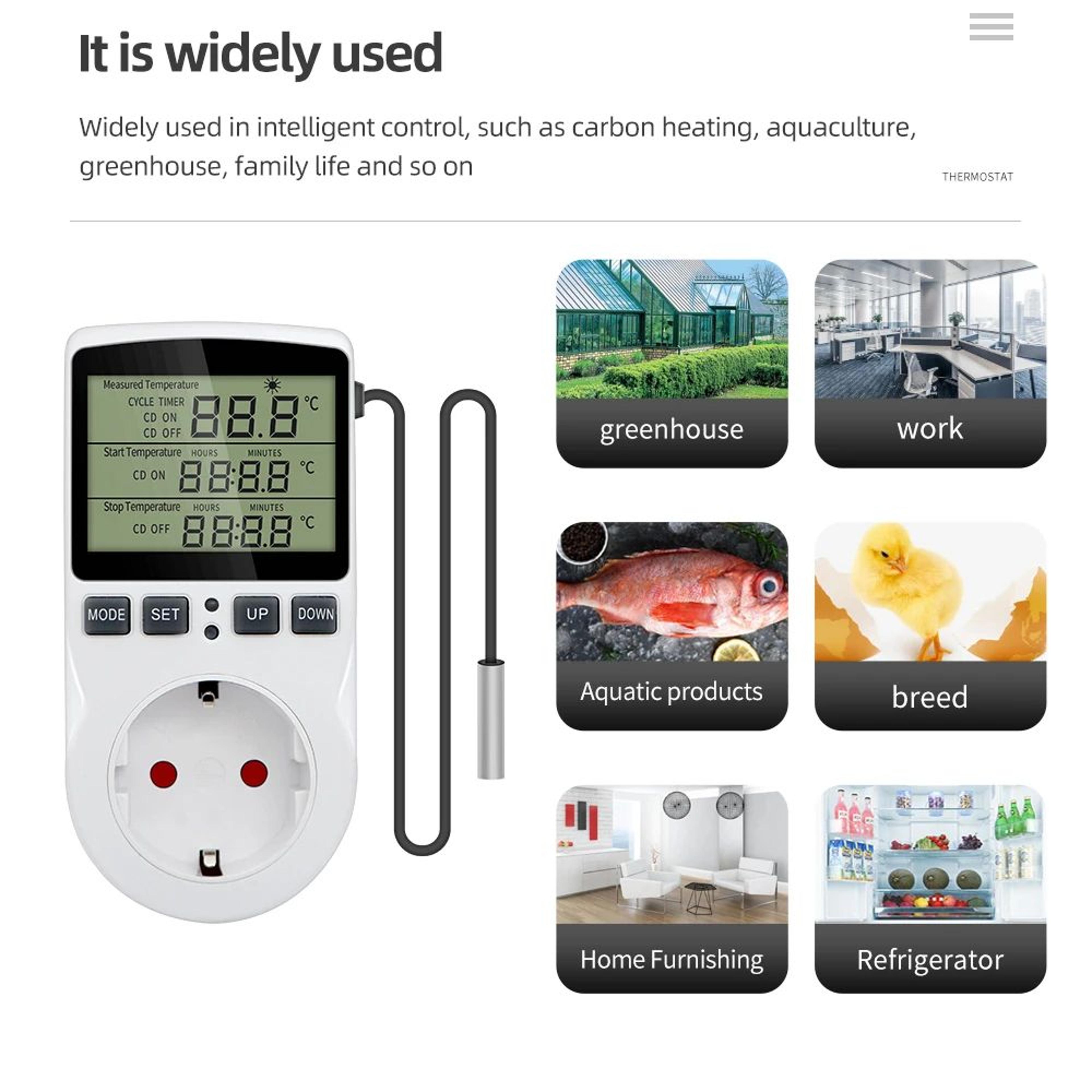 Digital Temperature Controller Outlet  110V230V Heating Cooling Thermostat Timer Socket With Extern 3